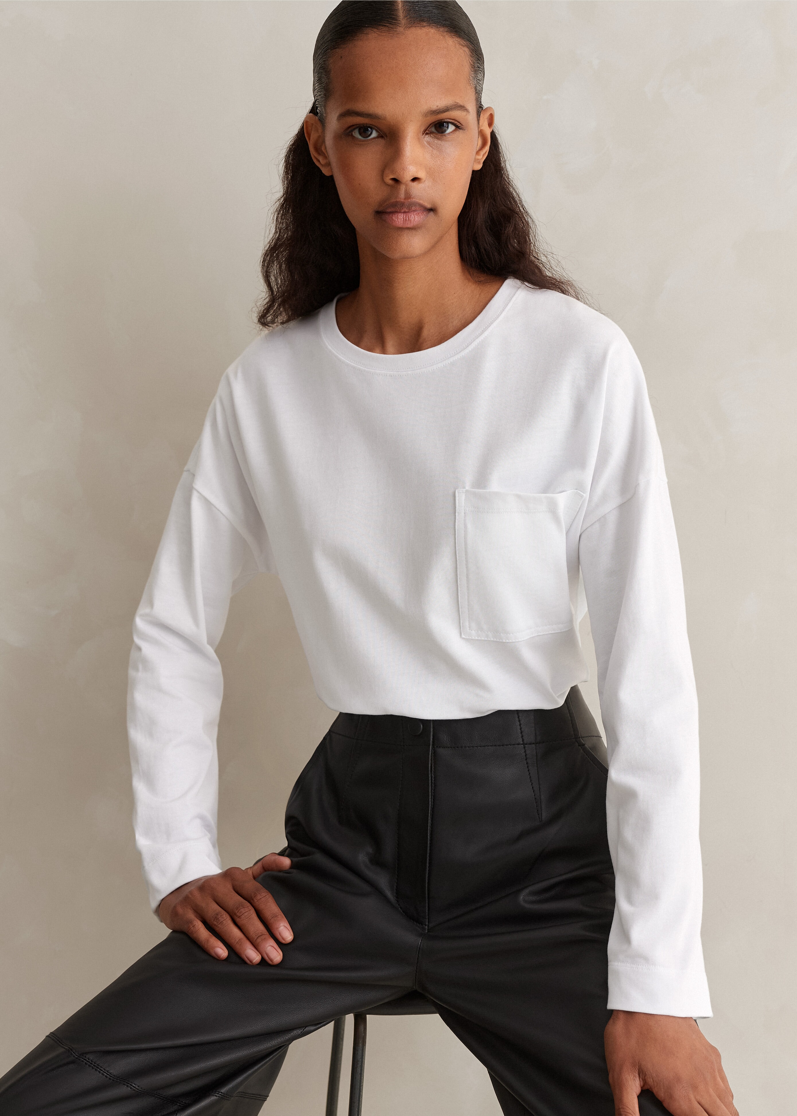 Full Sleeves Boxy White Crop Top – Styched Fashion
