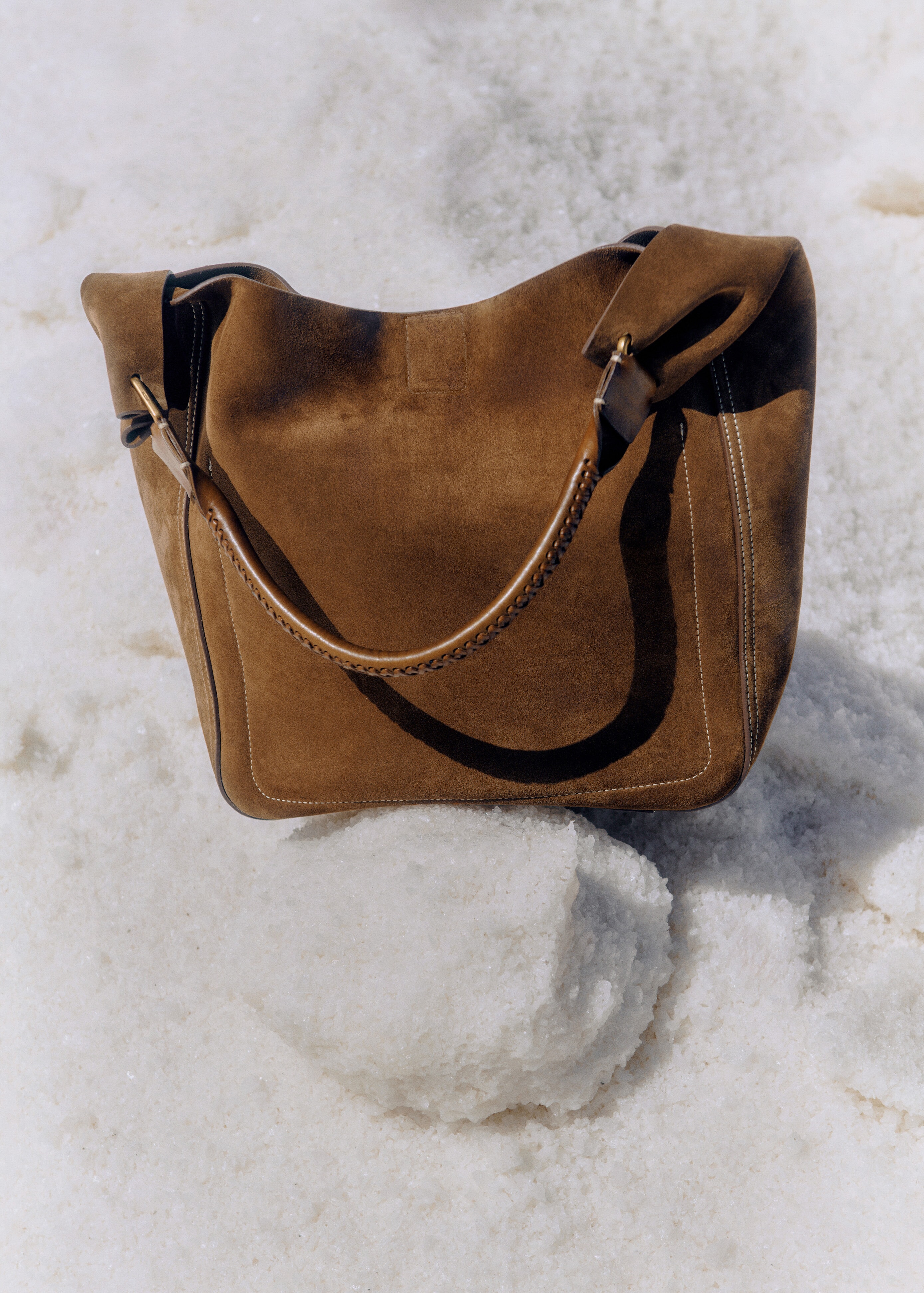 Me+em Suede Bucket Bag In White