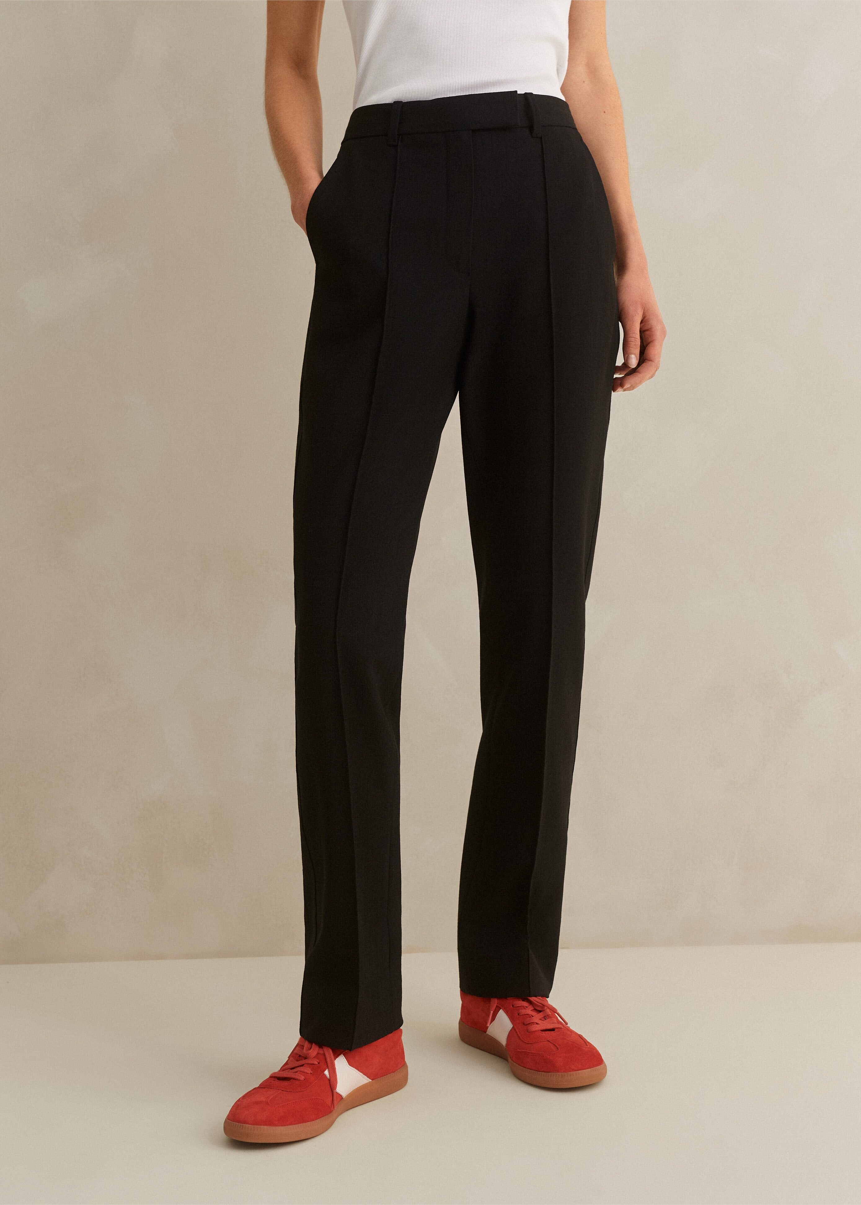 Me+em Textured Boyish Cigarette Pant In Black