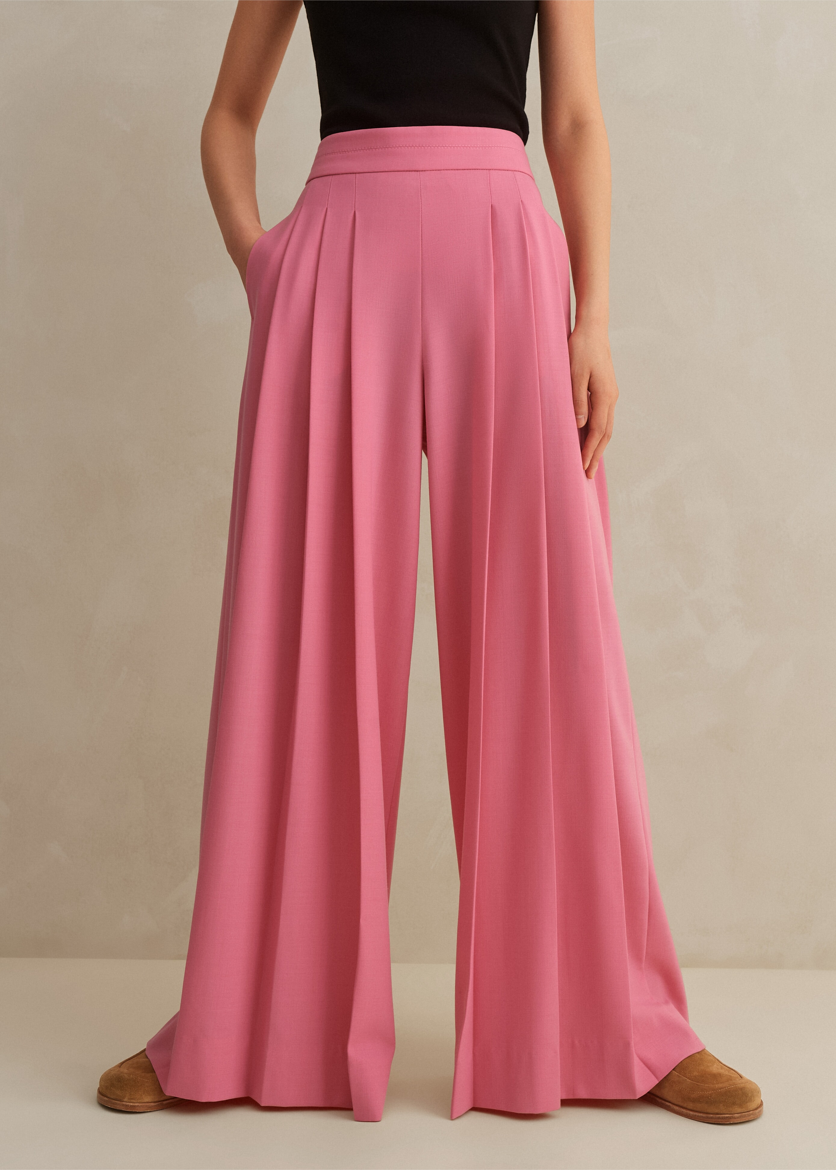 Pleated Ultra Wide-Leg Pant Perfect Pink