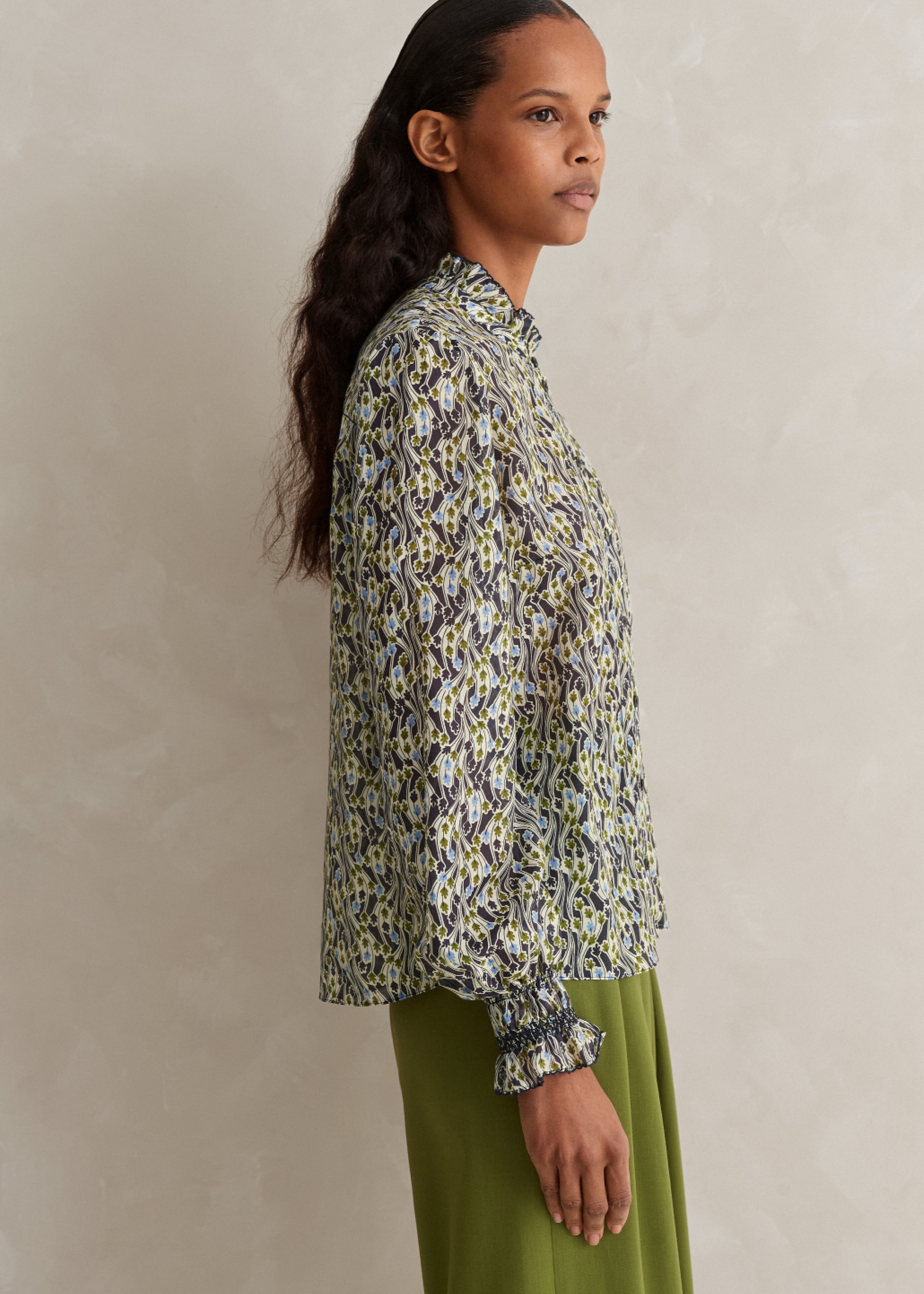 Silk Cotton Honeysuckle Print Blouse