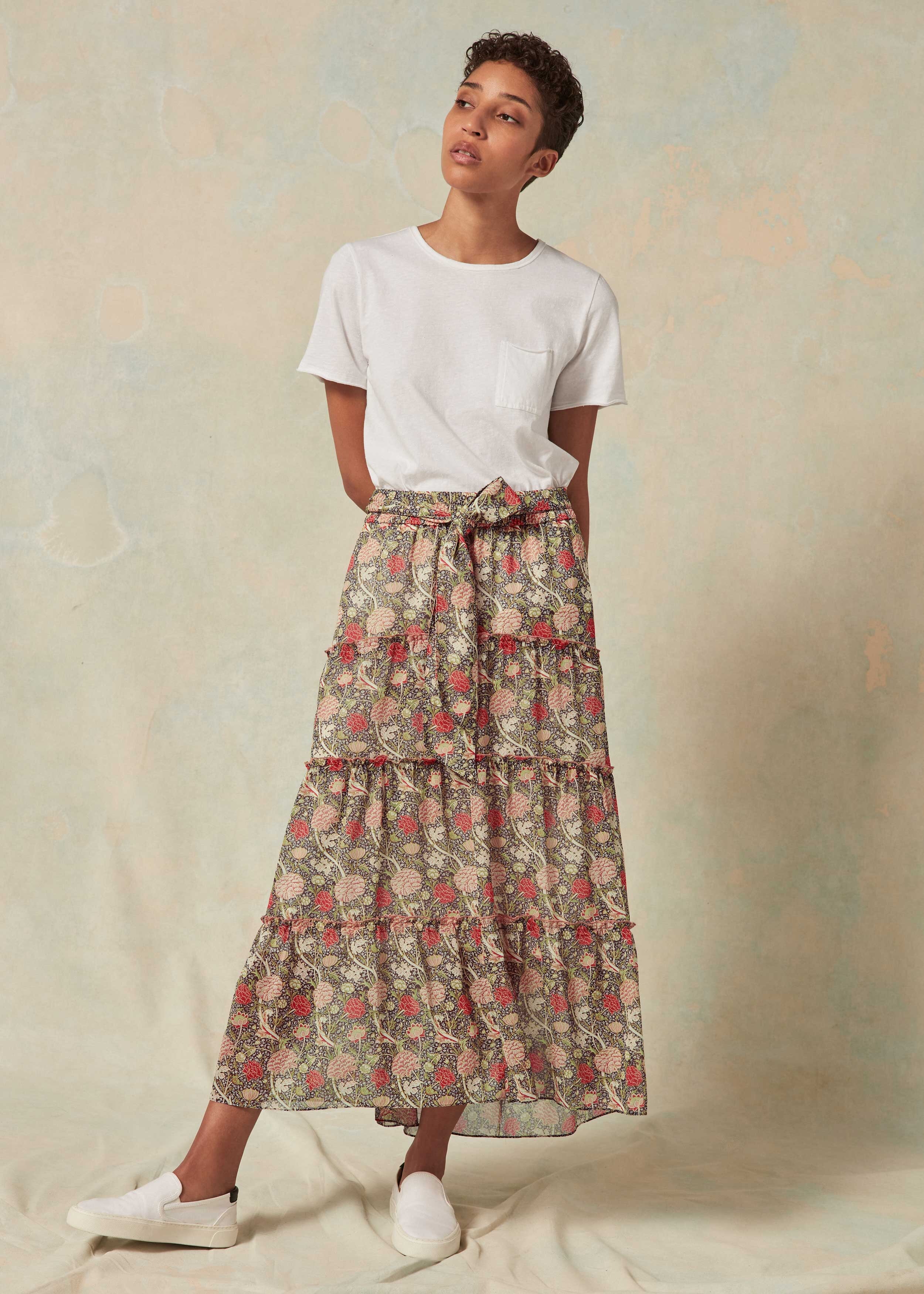 Ditsy Print Double Layer Pleat Skirt