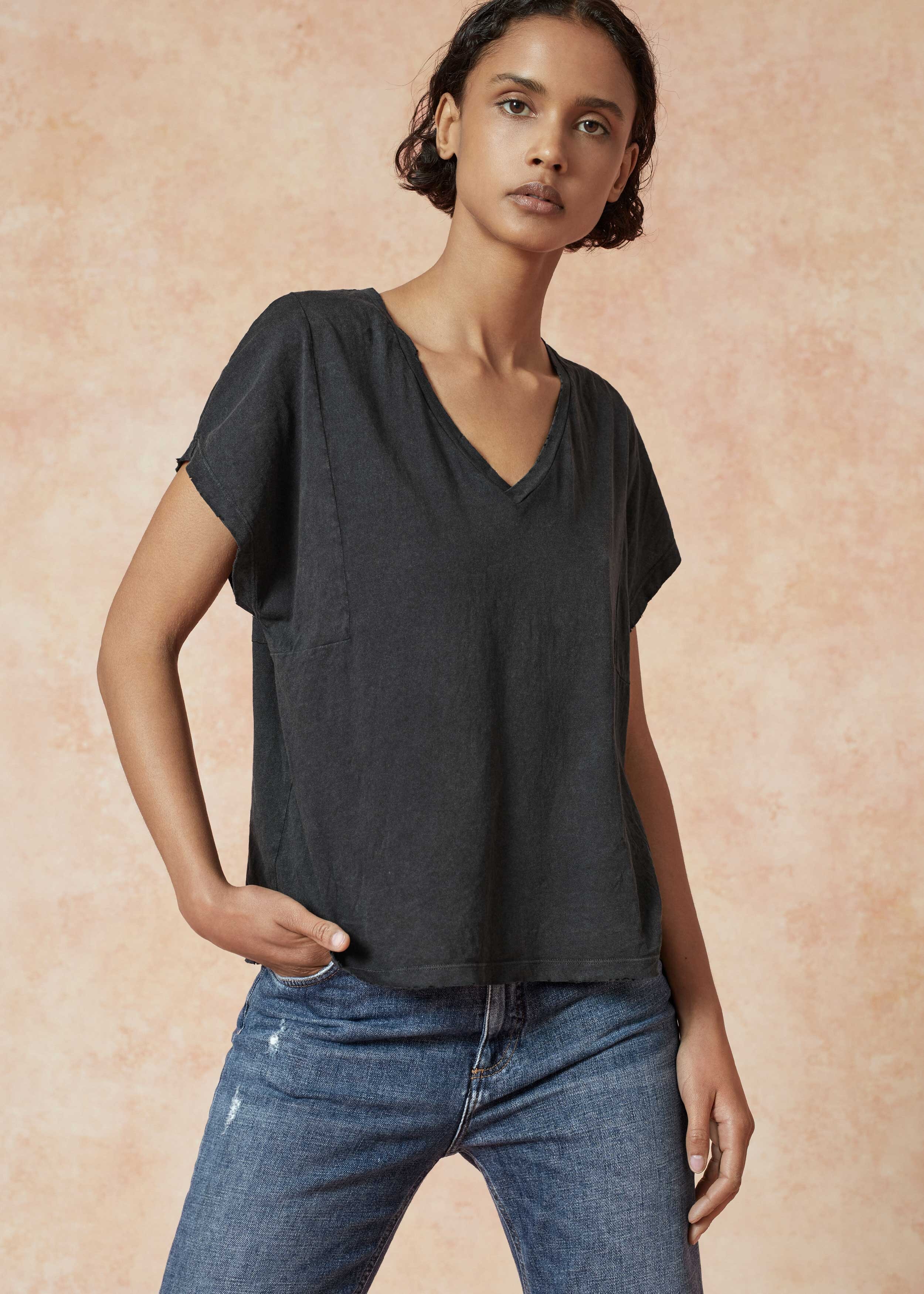 Sleeve Insert Washed Tee Washed Charcoal