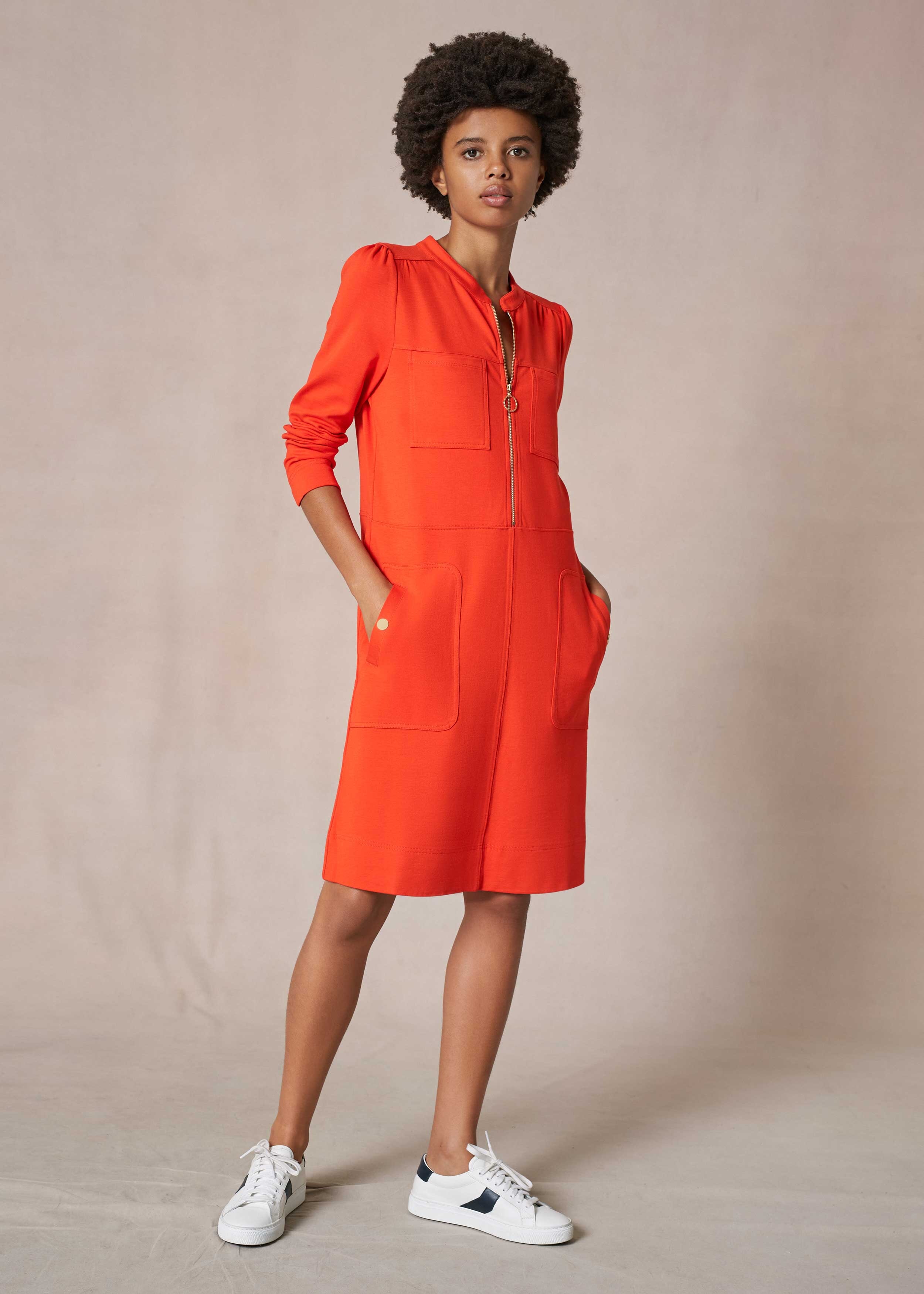 orange utility dress