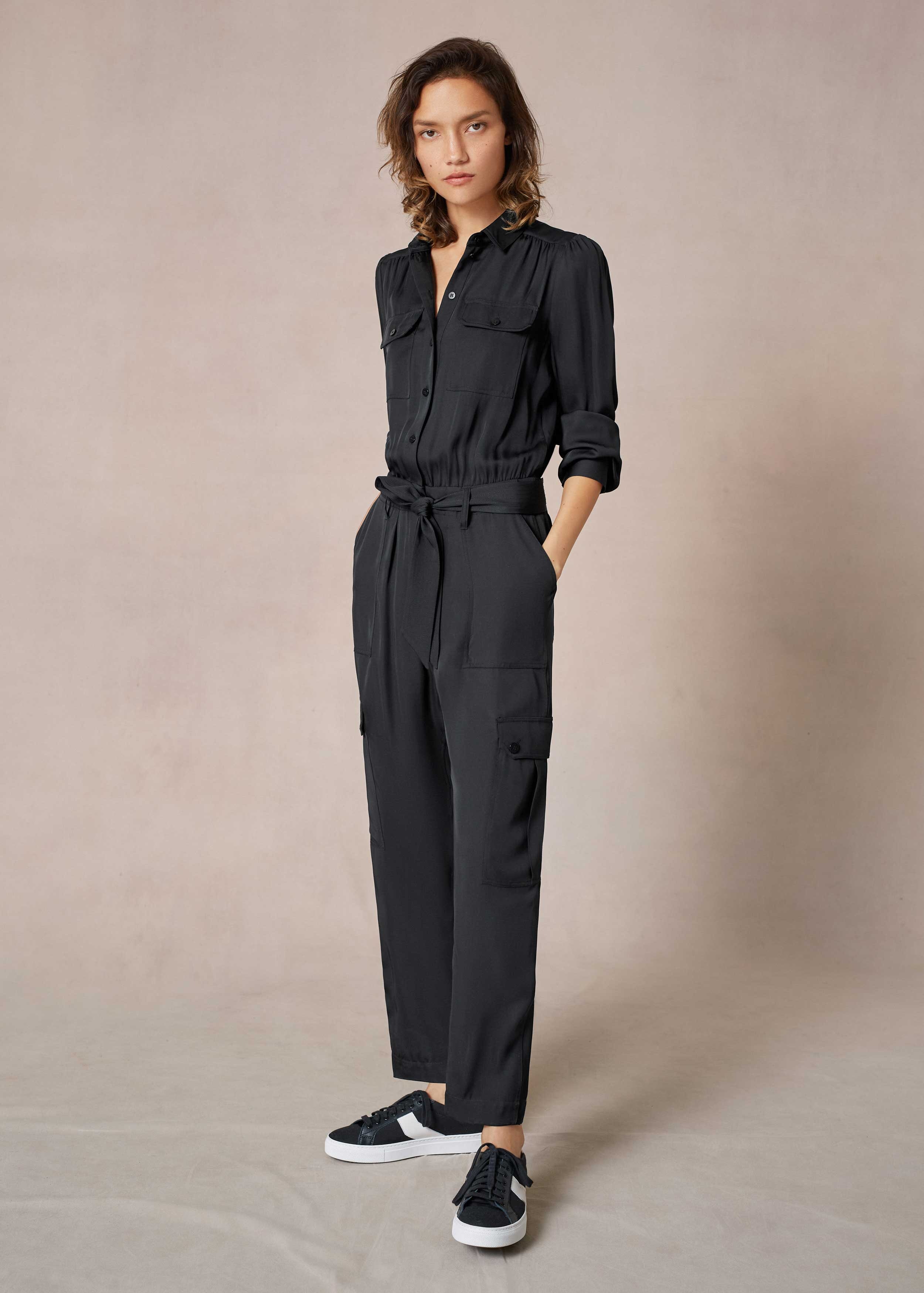 Forever Silk Jumpsuit Black