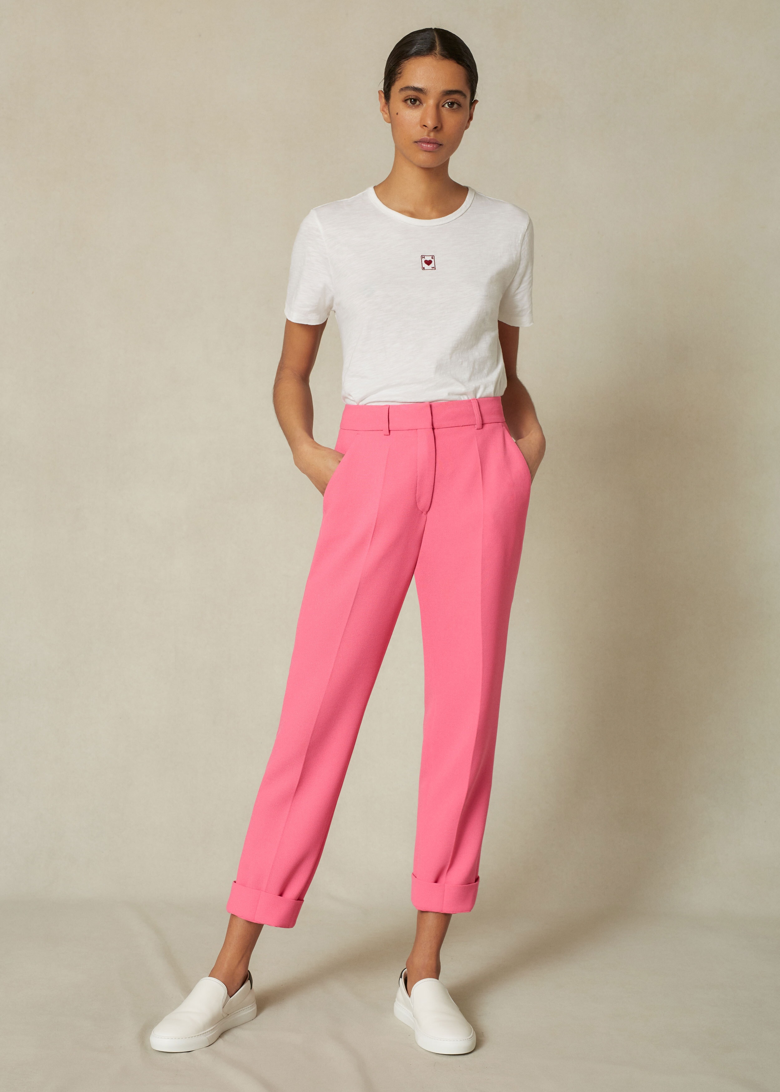 Spring Tailored Slim Crop Pant Bright Pink