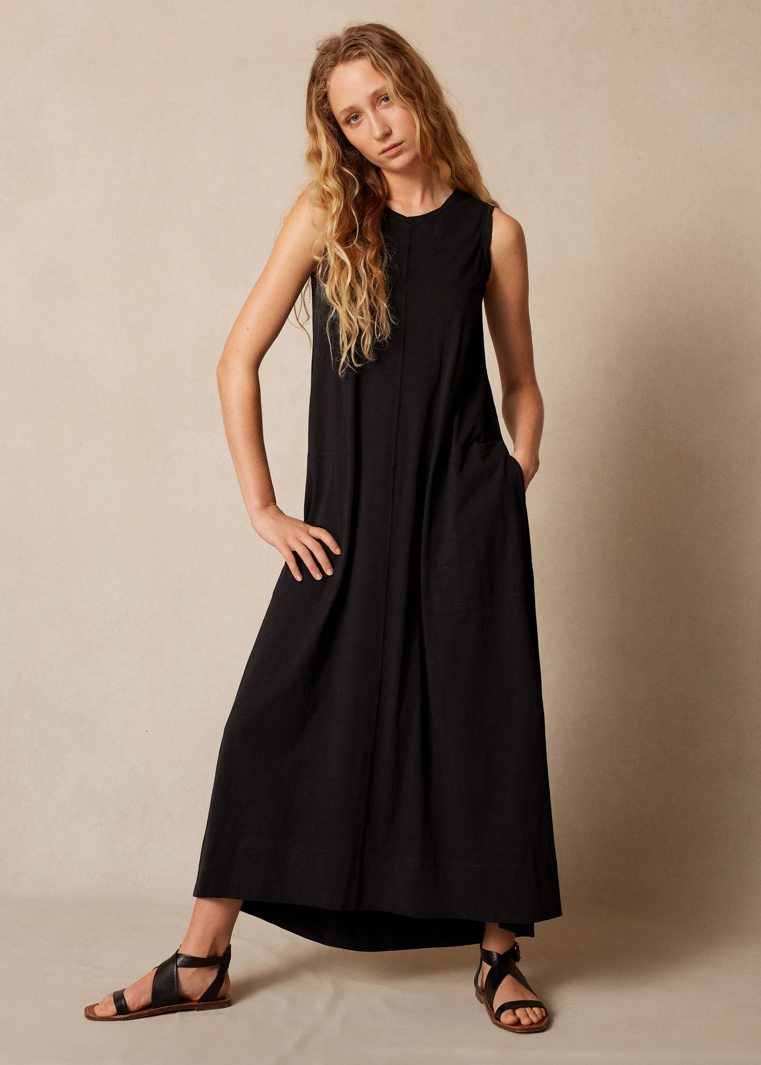 Black Cotton Maxi Dress