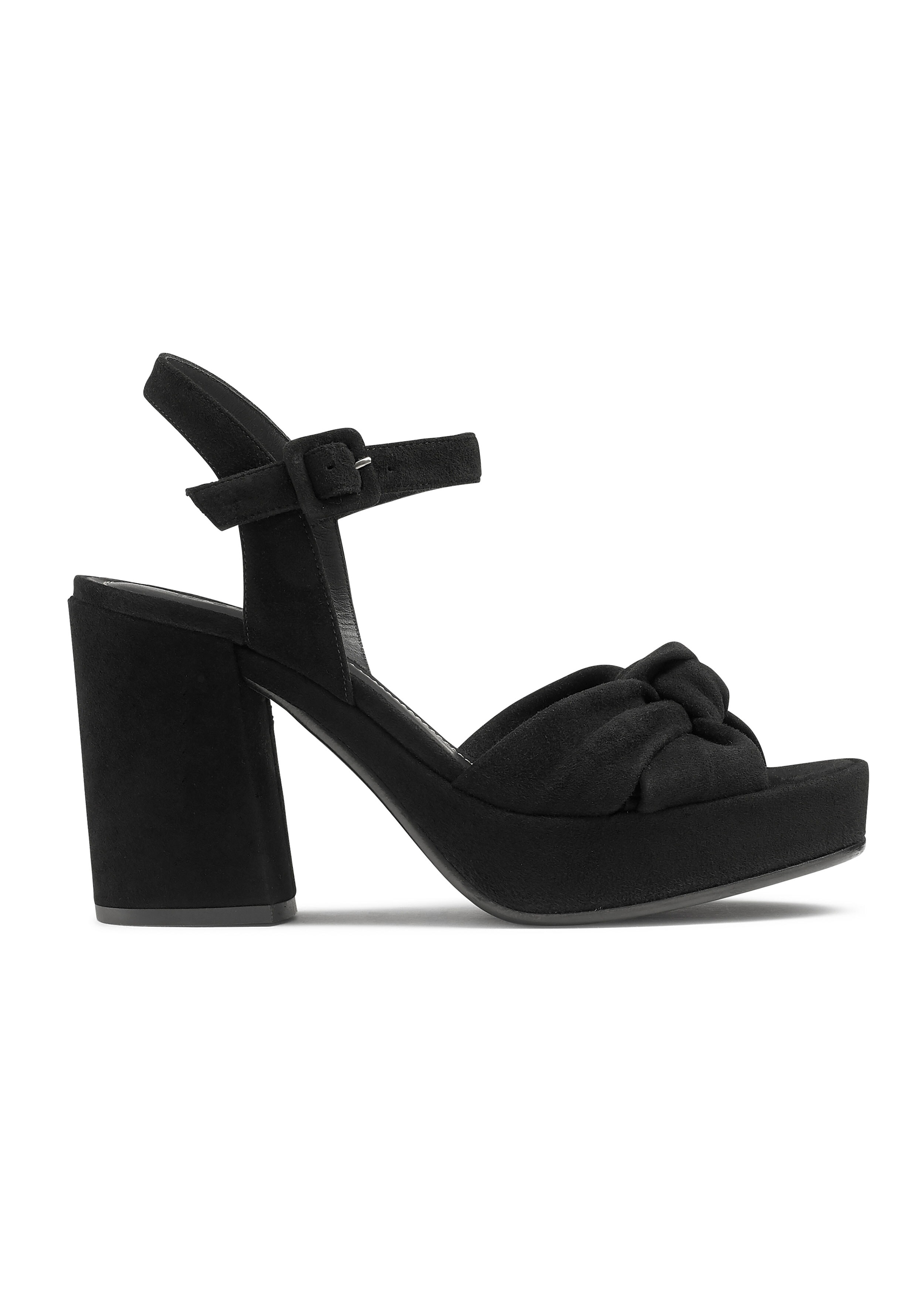 Suede Block Heel Sandal Black