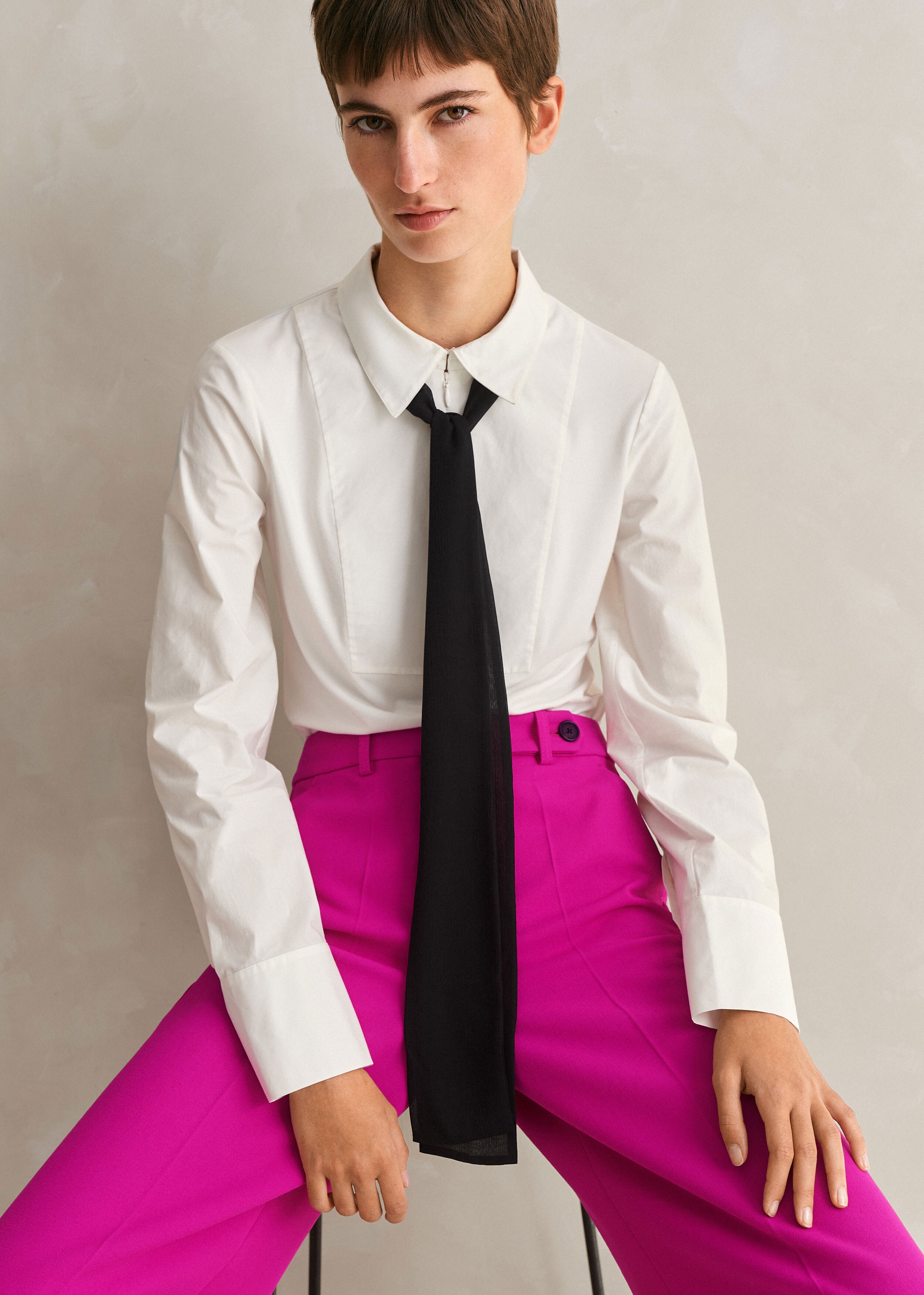 Tuxedo Layering Shirt + Tie Soft White