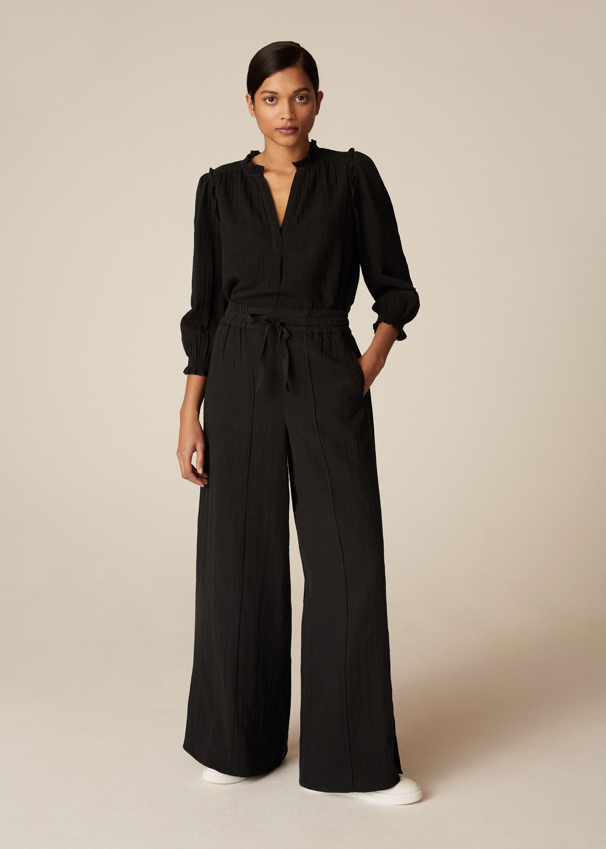Cotton Cheesecloth Co-Ord Black