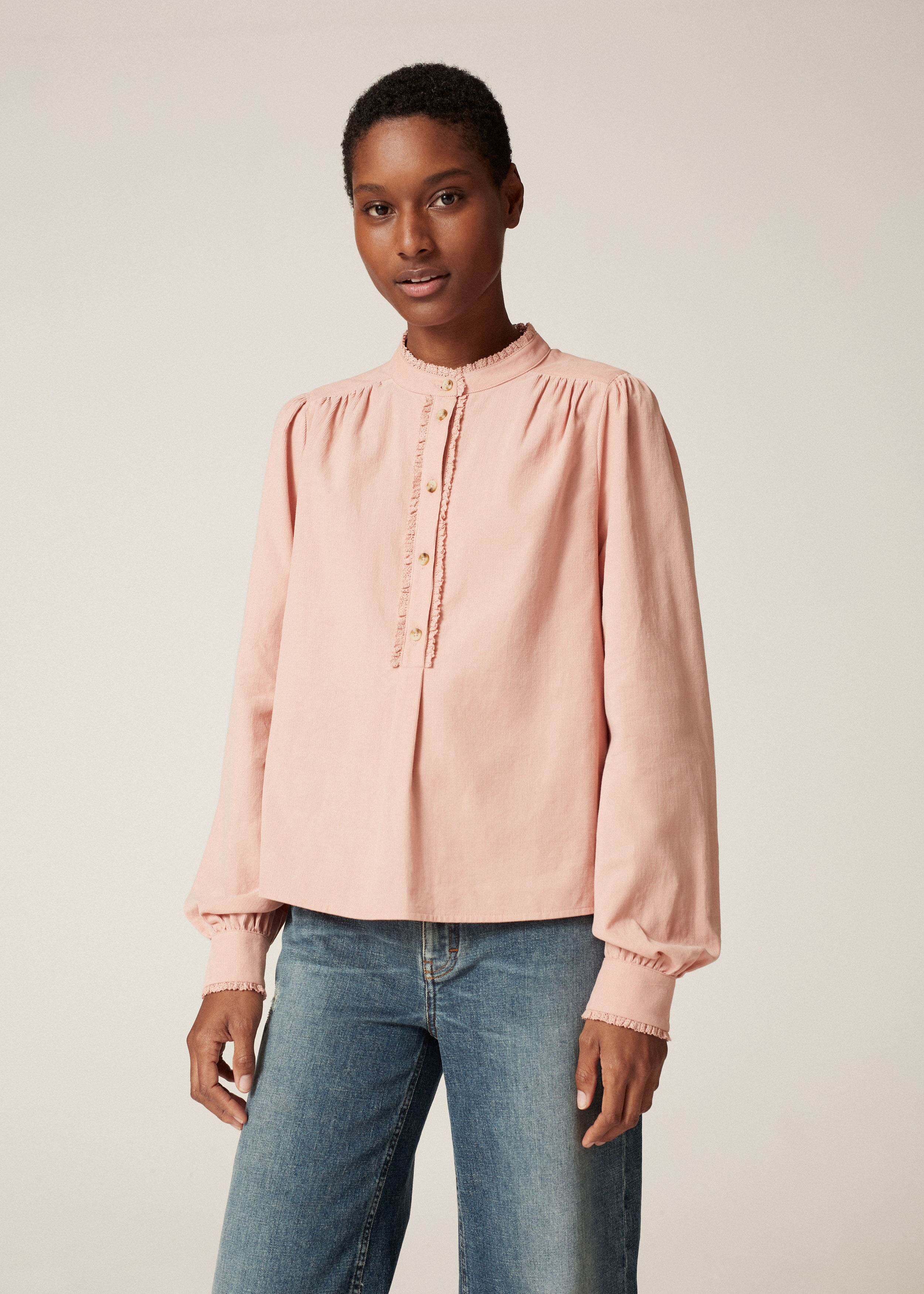 Fluid Corduroy Blouse Dusted Rose