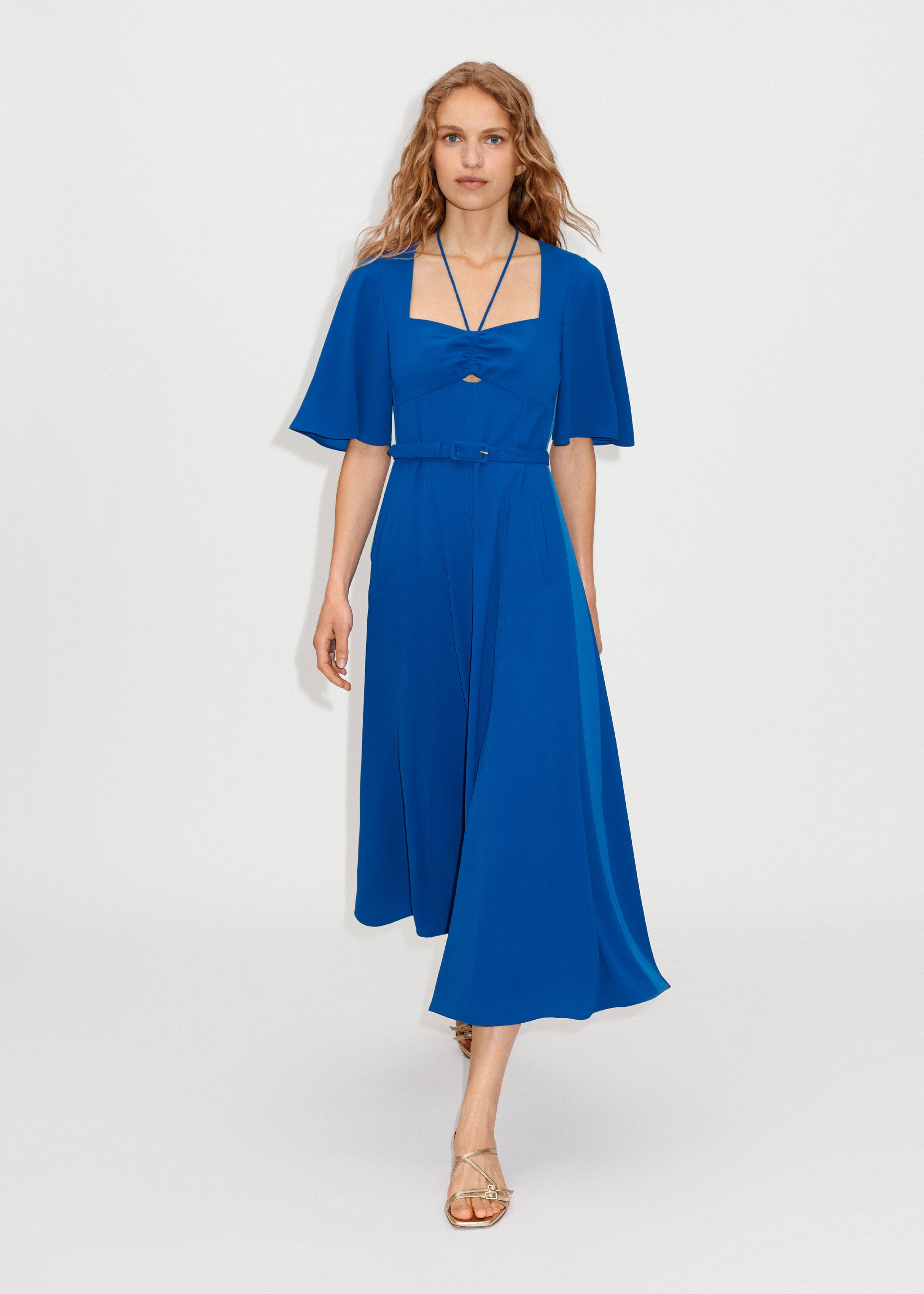 Electric Blue Statement Sleeve Maxi Dress + Belt | Women's Woven ...