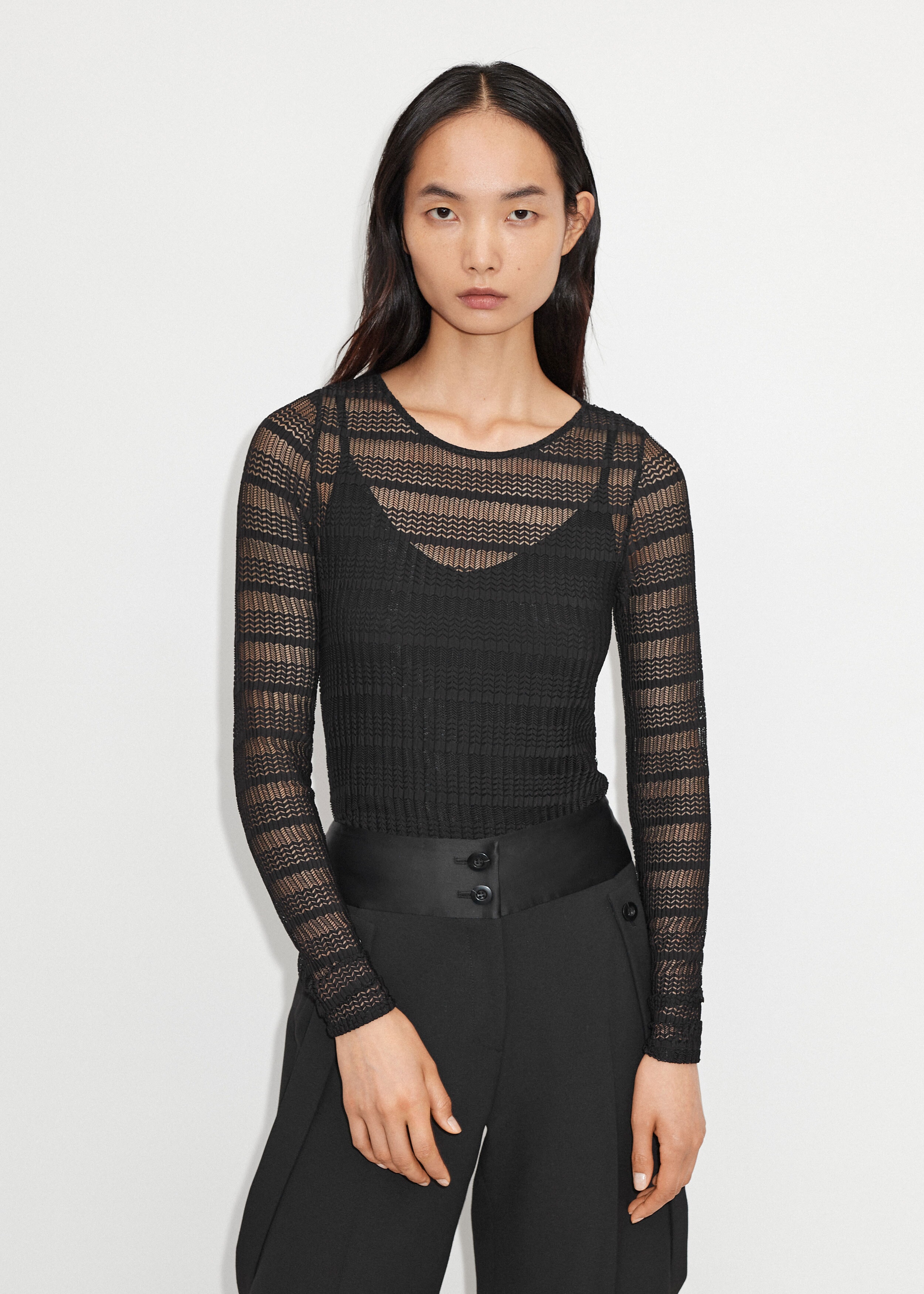 Textured Stretch Lace Body Tight Black