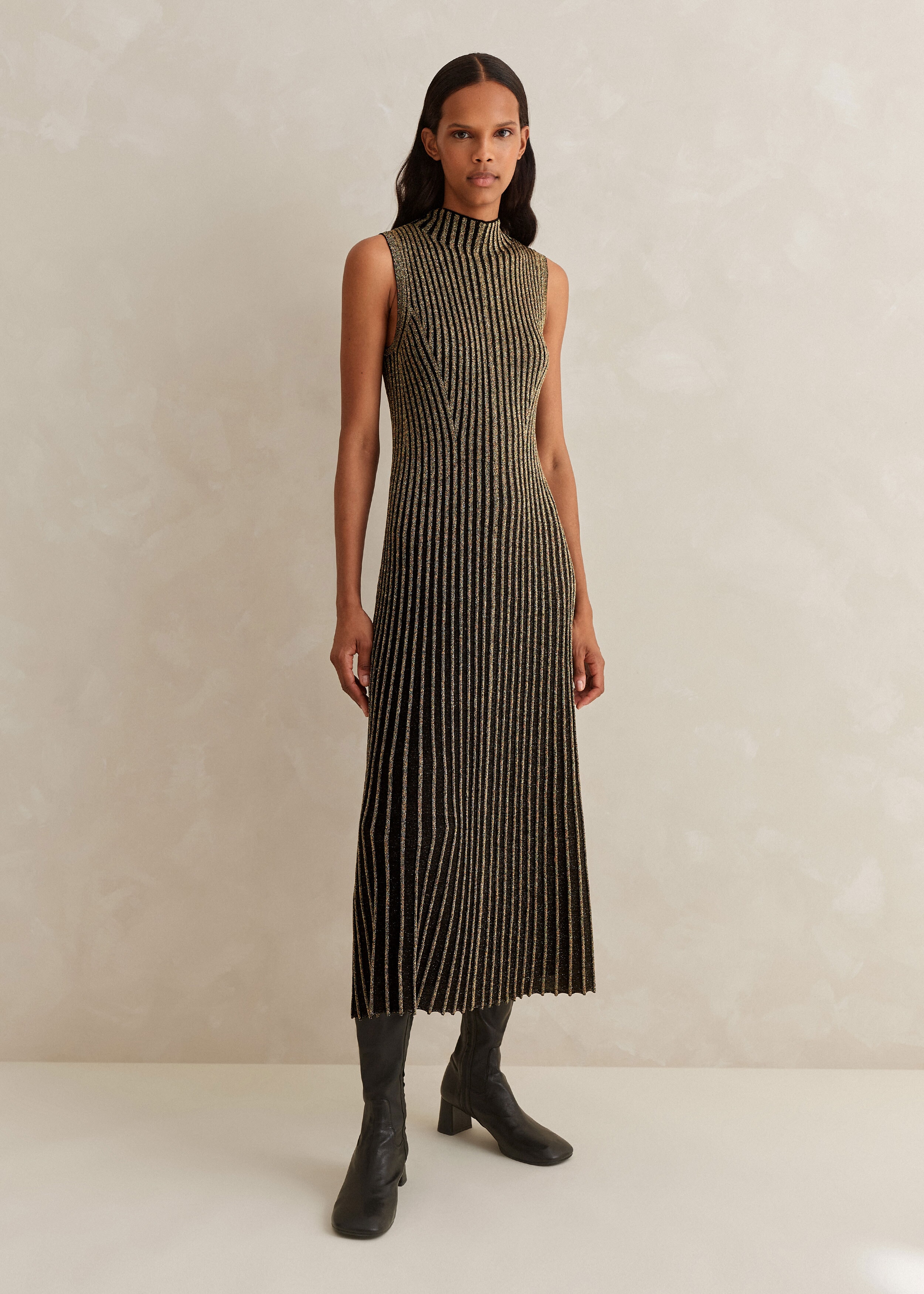 Faded ribbed fit and flare dress, Twik