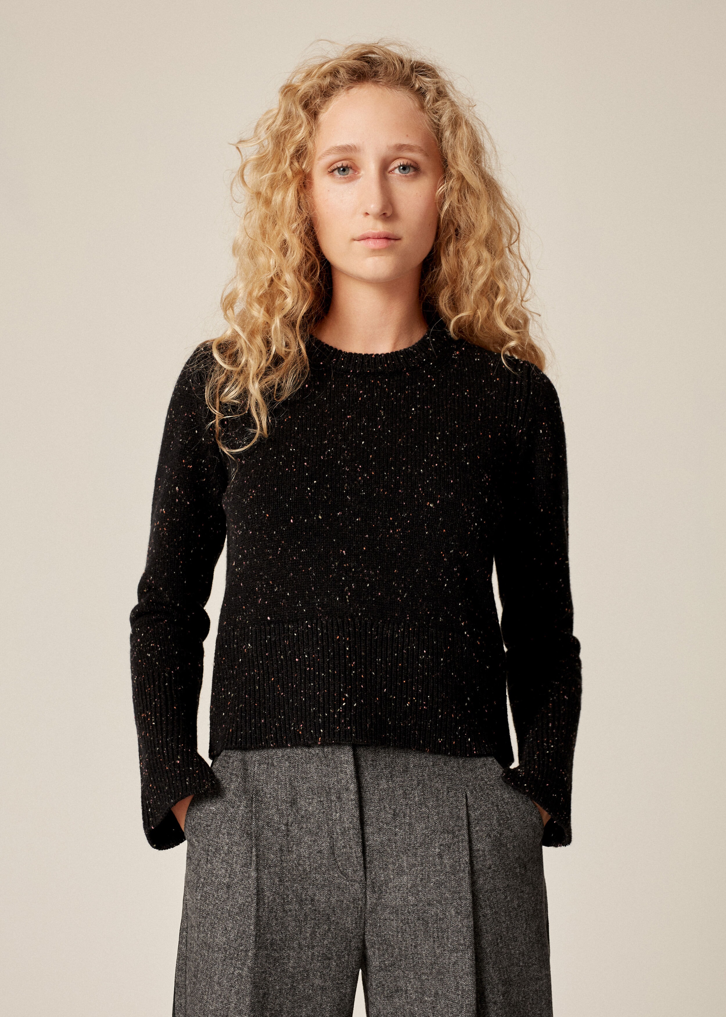 Merino Cashmere Wear With Everything Sweater Multi Black Speckle