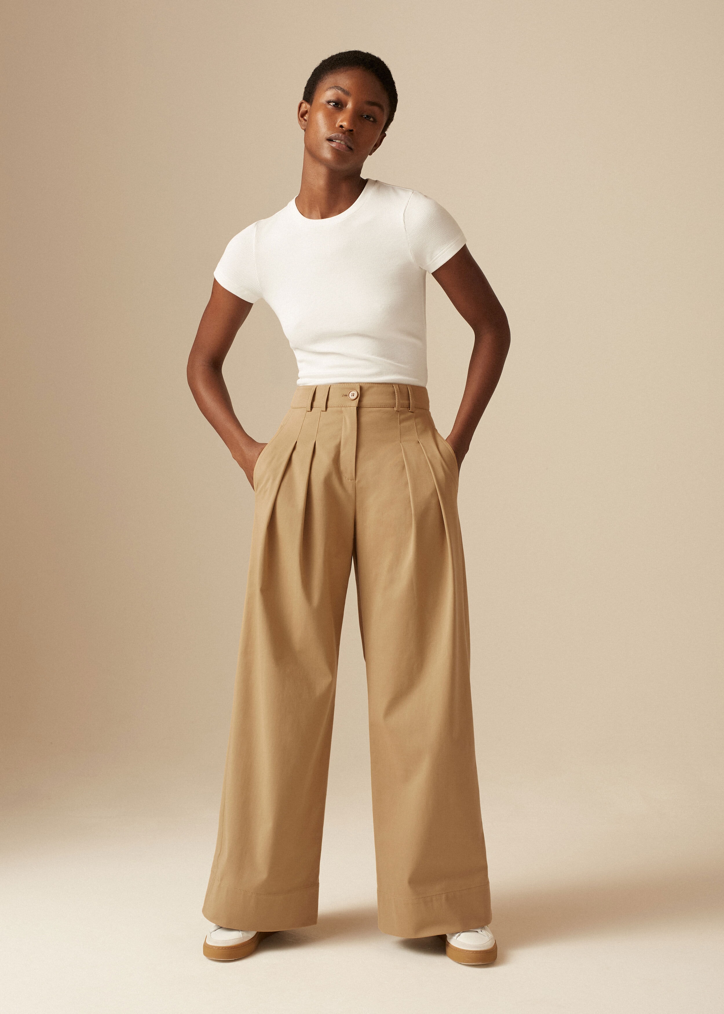 Solid Color Women's Palazzo Pants in Light Brown PP0304 130000 12