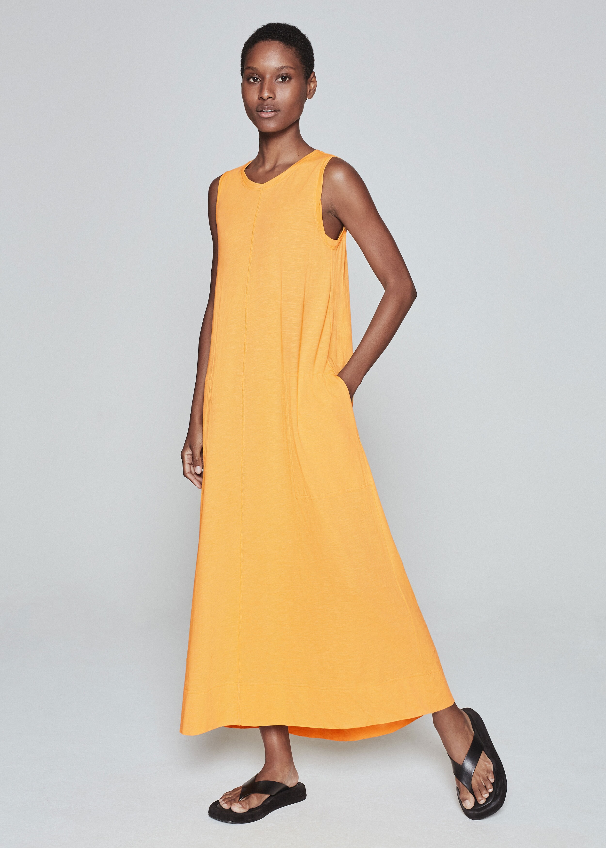 Cotton Slub Maxi Dress Sunflower Yellow