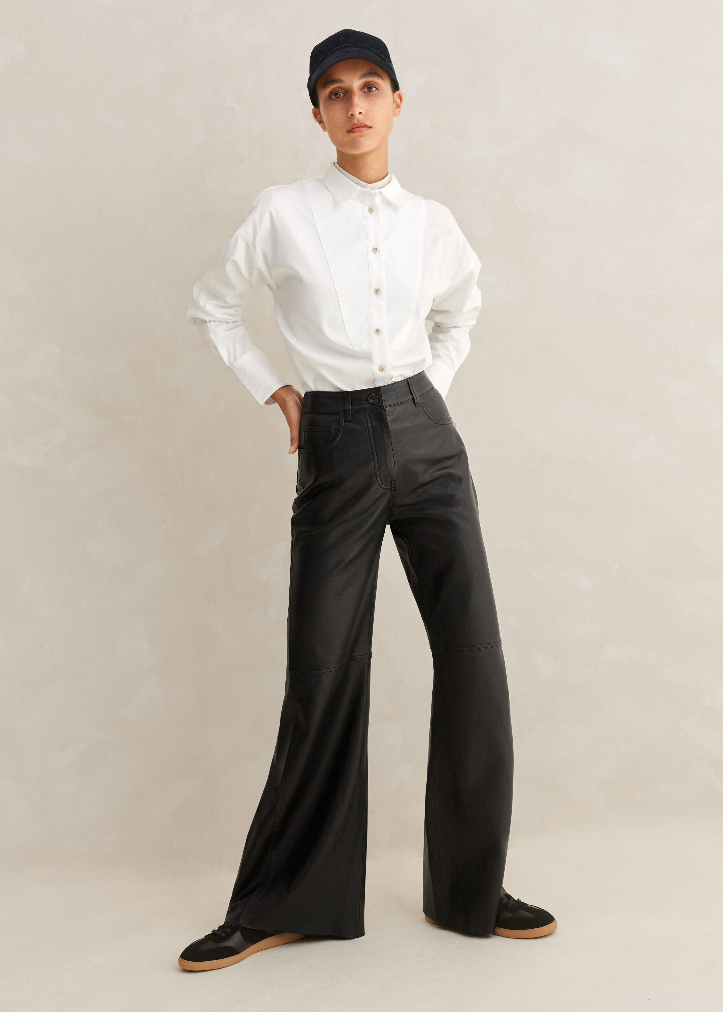 Luxe Leather Kick Flare Pant Black