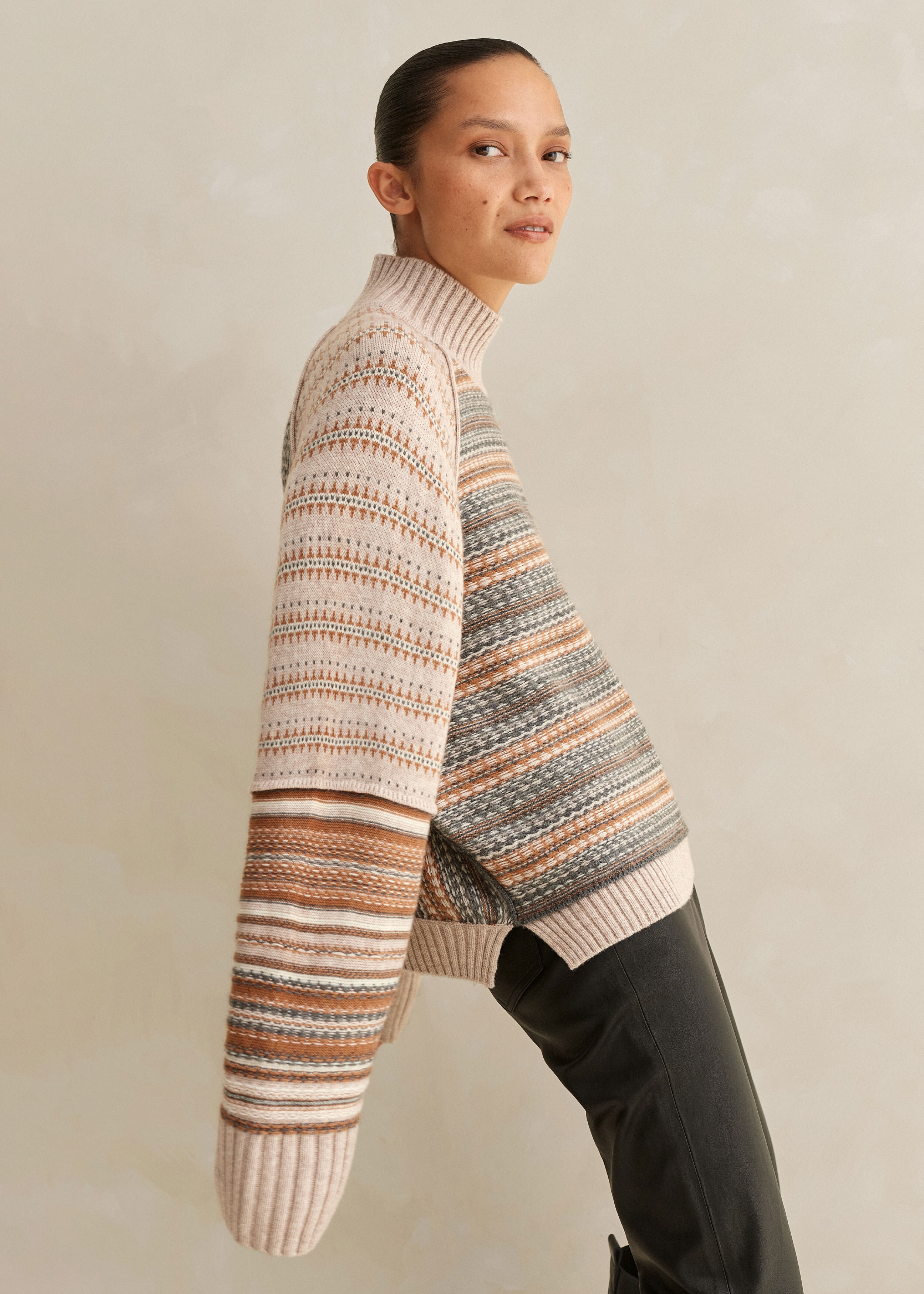 19AW kolor PATCHWORK FAIR ISLE SWEATE - ファッション