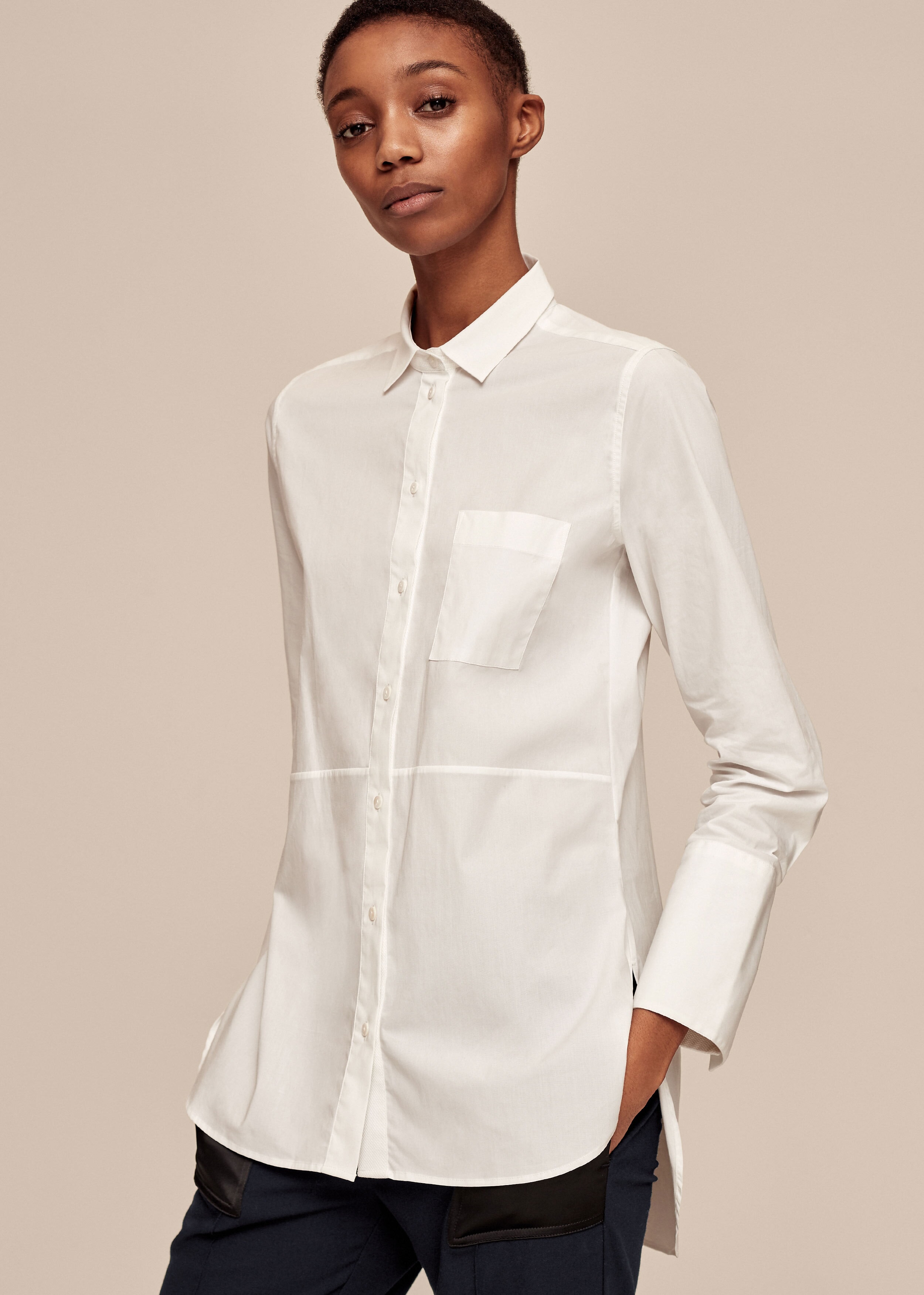 Longline White Cotton Shirt White