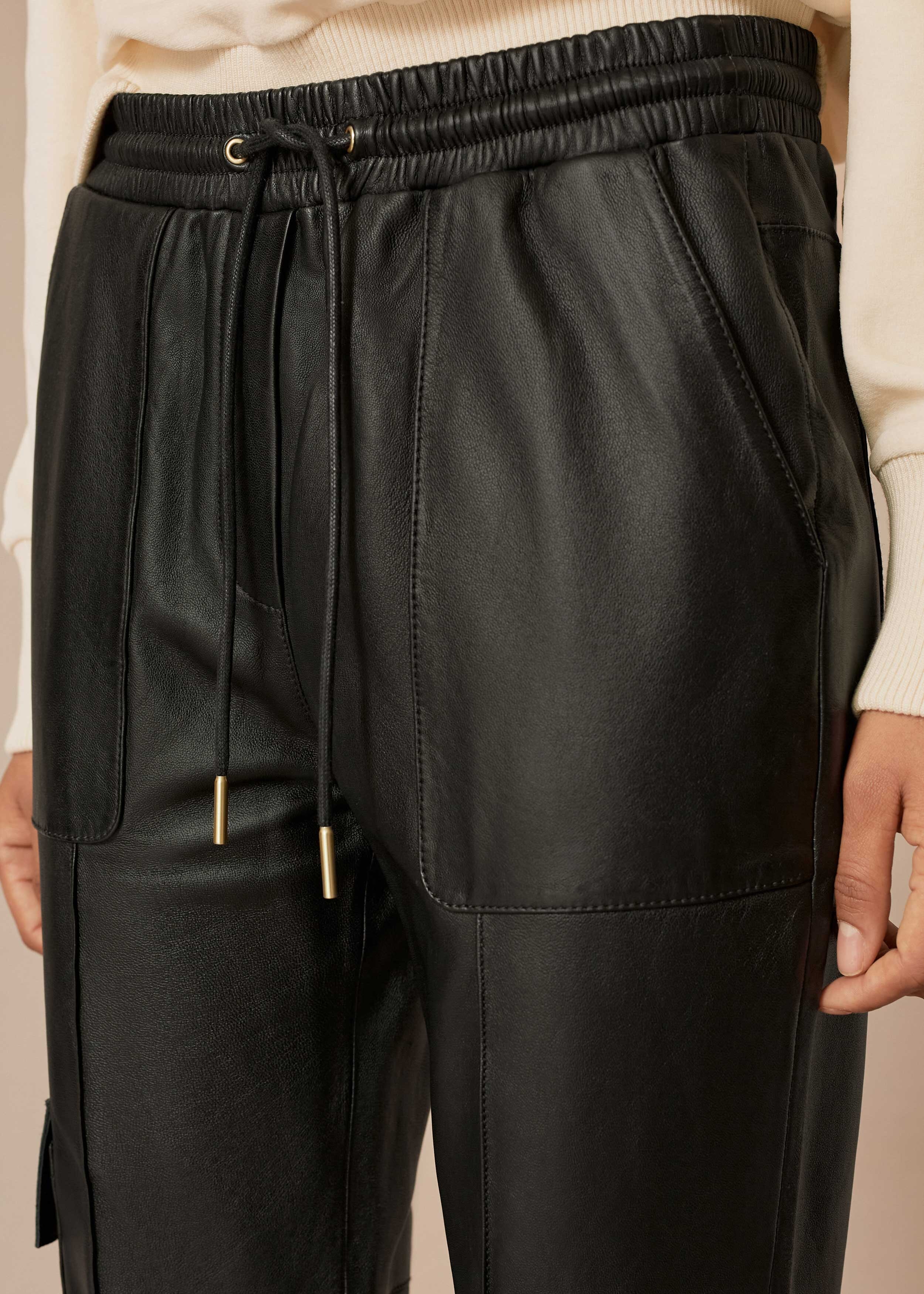 Luxe Leather Cargo Trouser Black