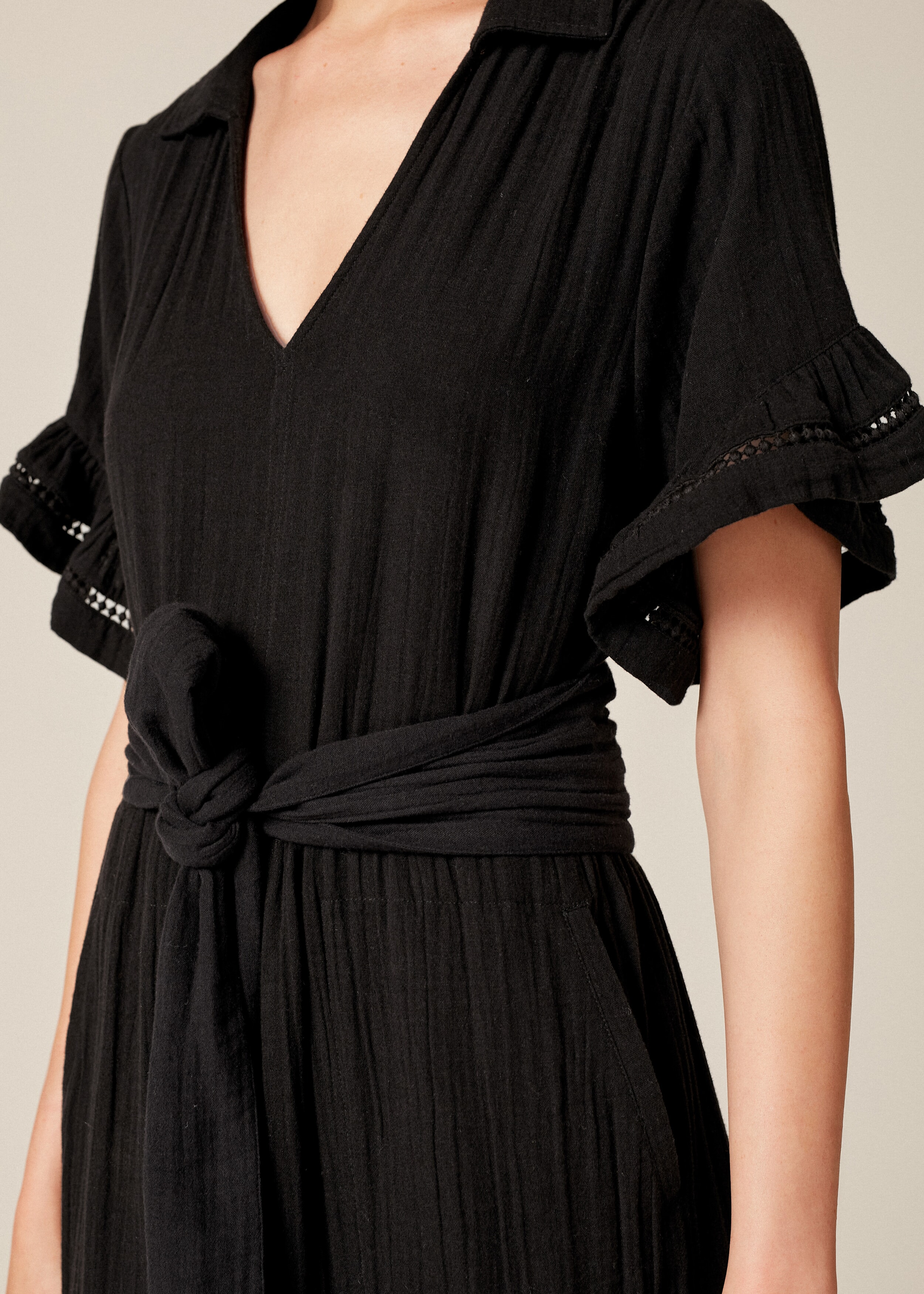 Cheesecloth Maxi Shirt Dress + Belt