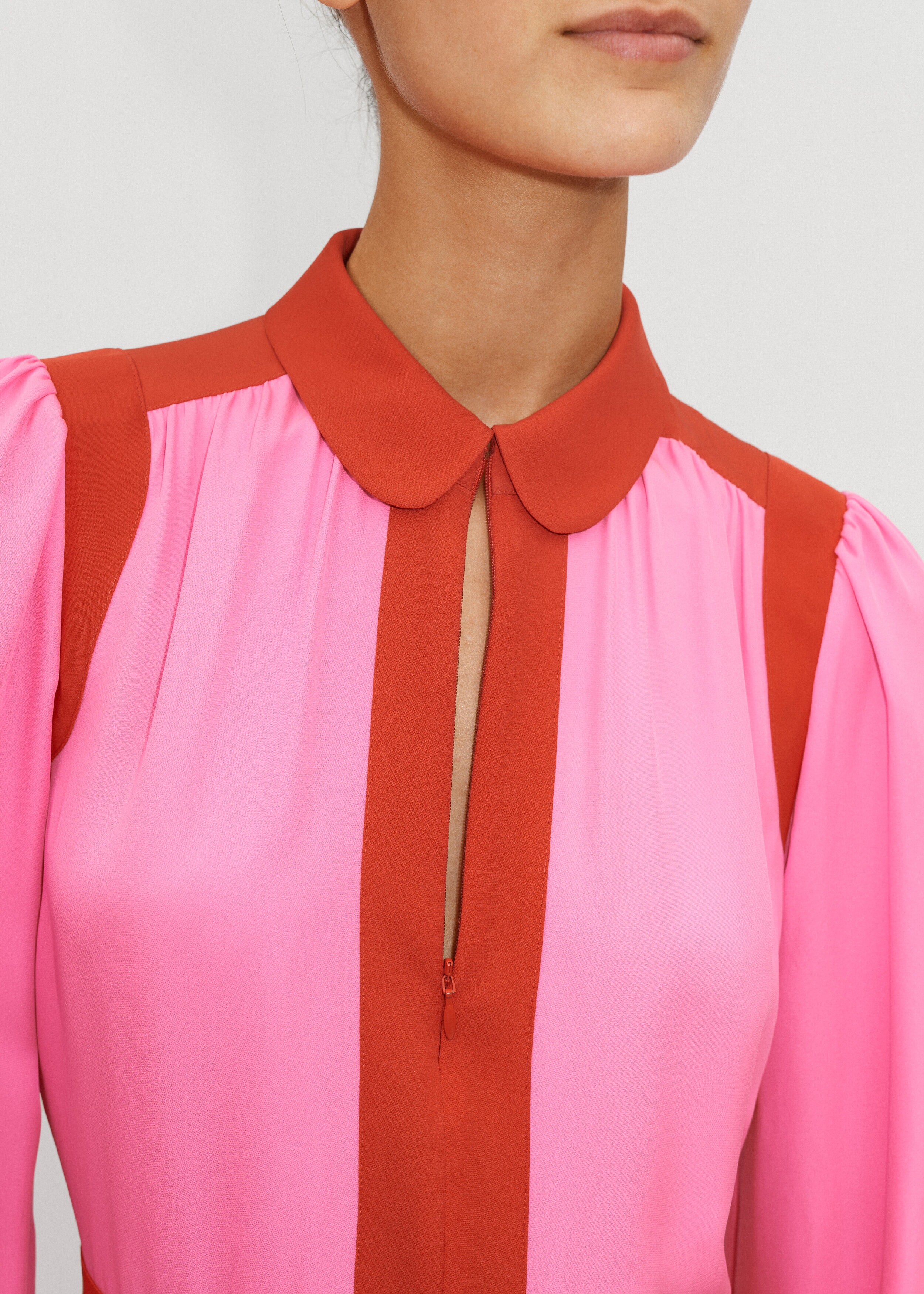 Colour Block Silk Shirt Dress + Belt | ME+EM
