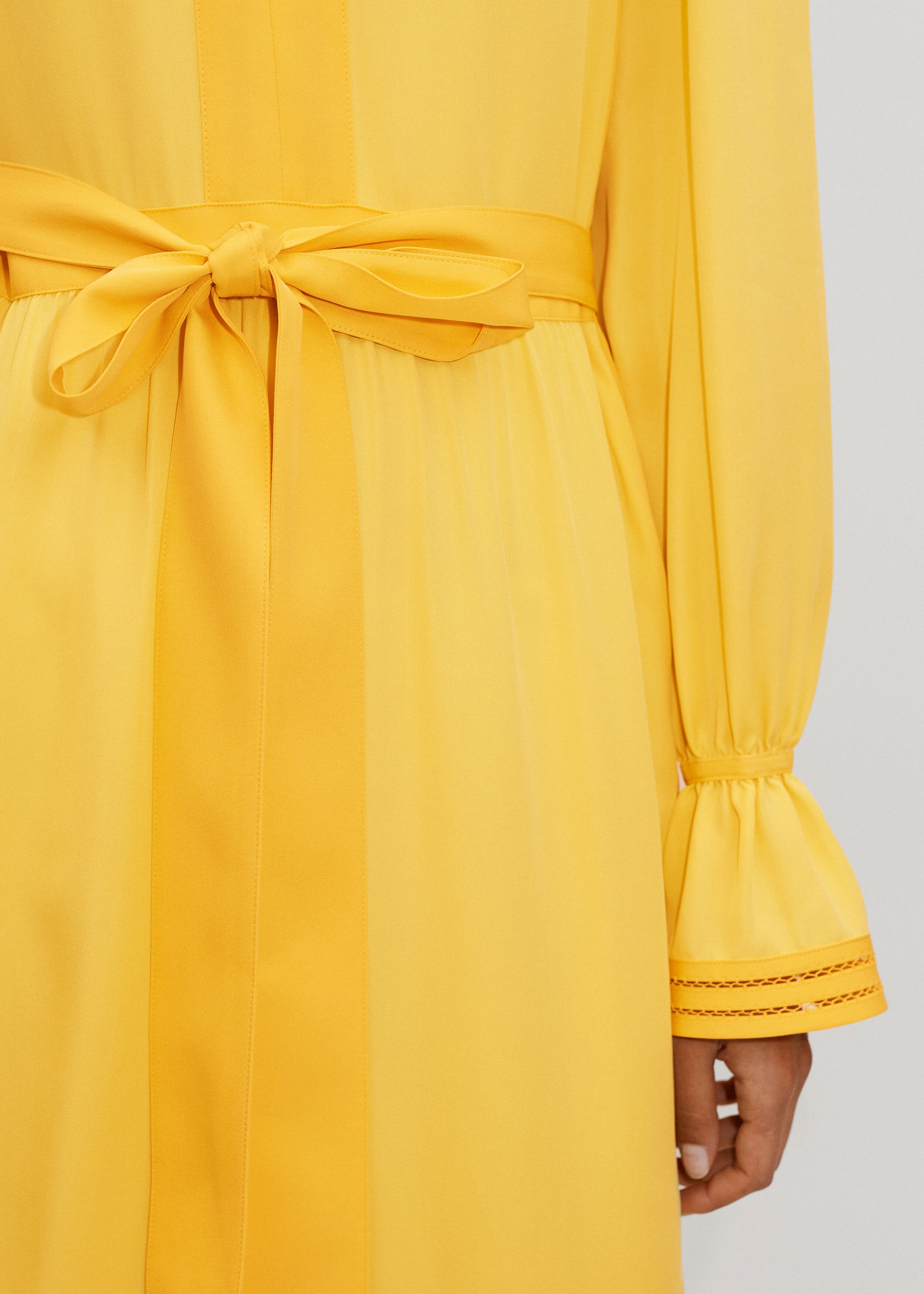 Silk Color Block Maxi Dress + Belt Yellow