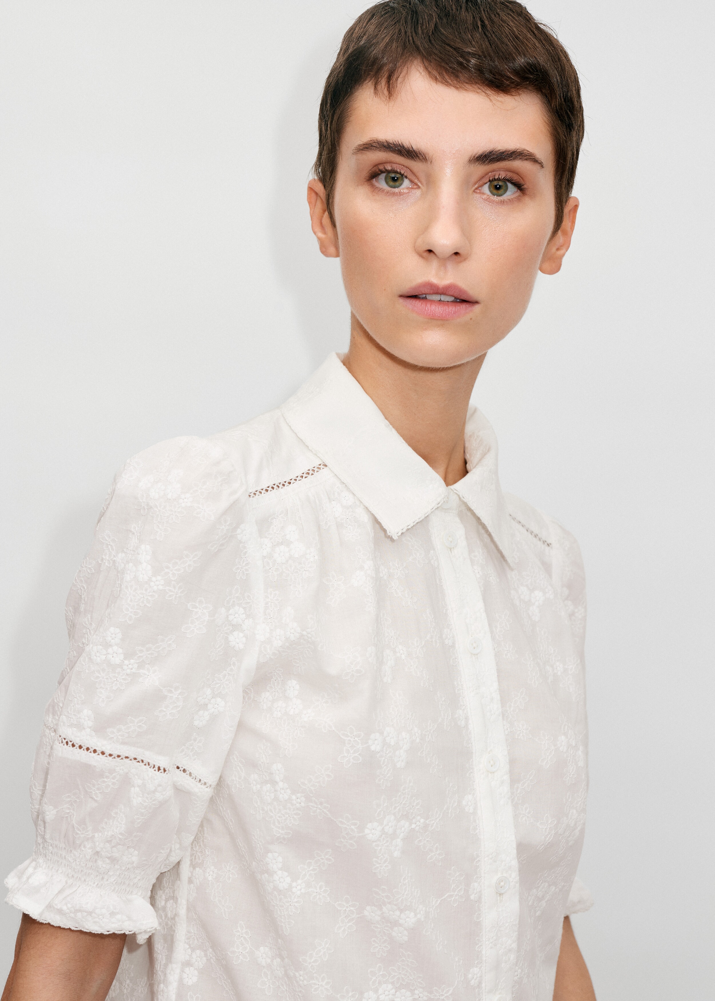 Cotton Embroidery Blouse Soft White