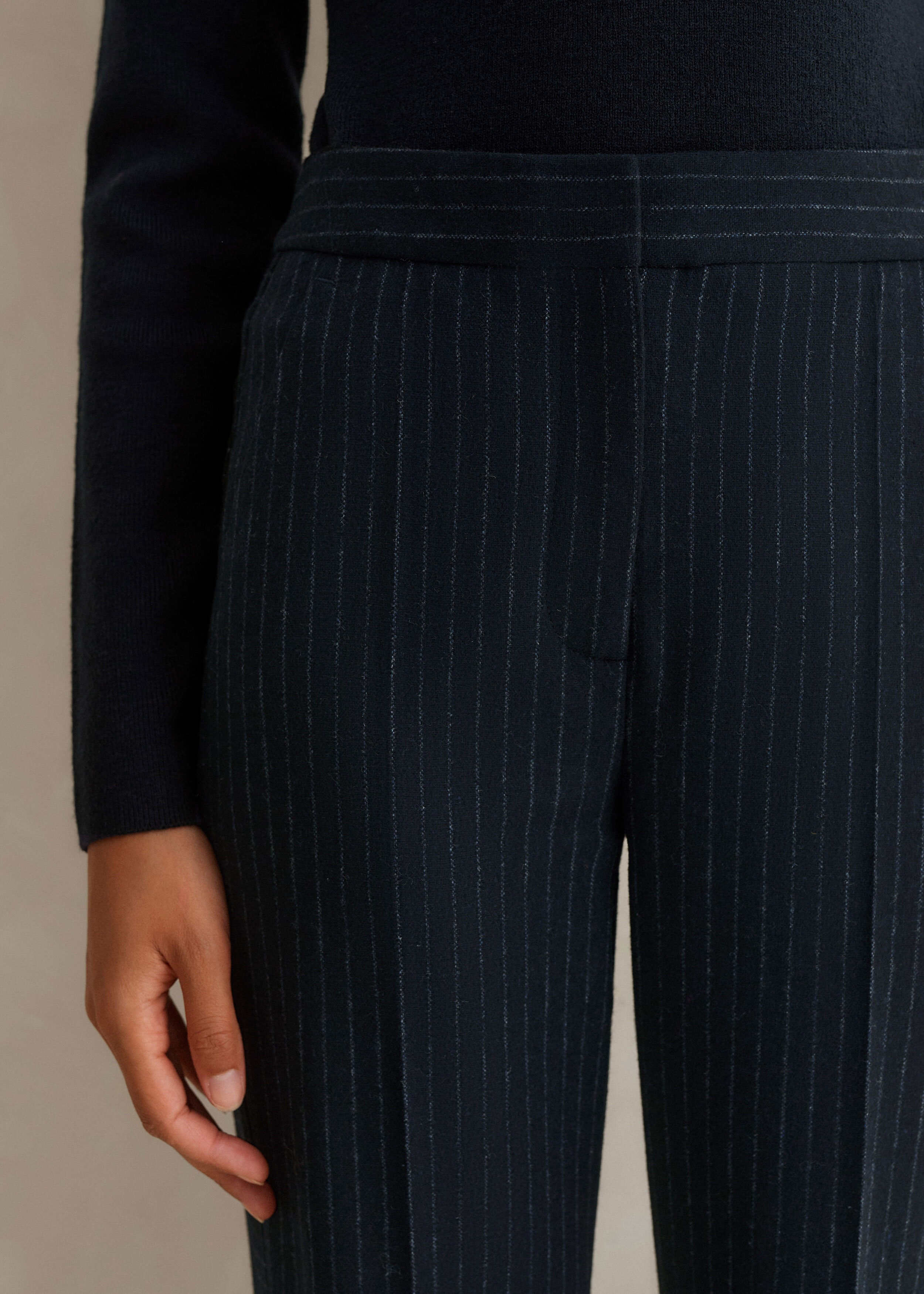 Italian Pinstripe Slim Crop Pant Navy/Charcoal