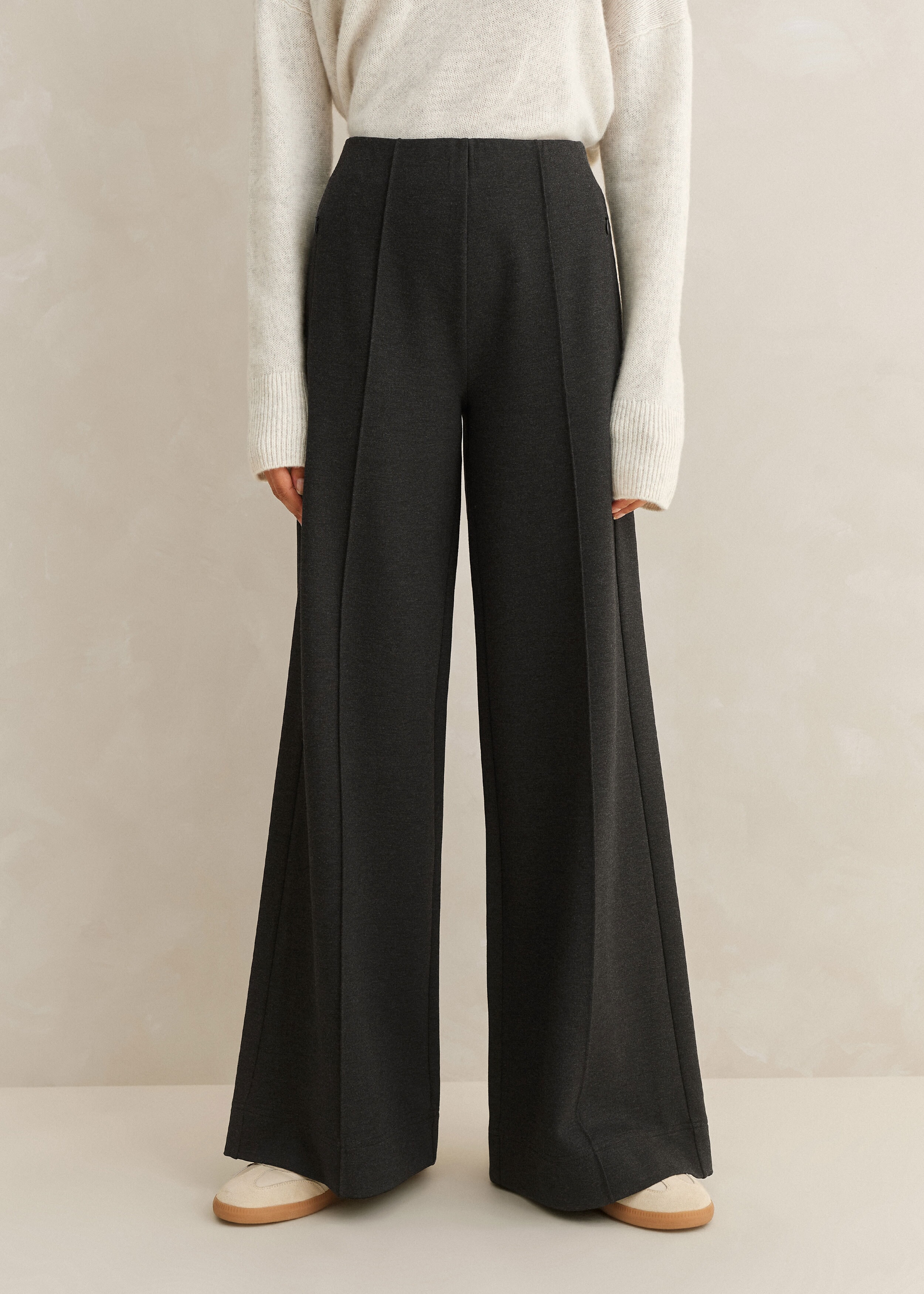 Perfect Simplicity Tailored Palazzo Charcoal Marl