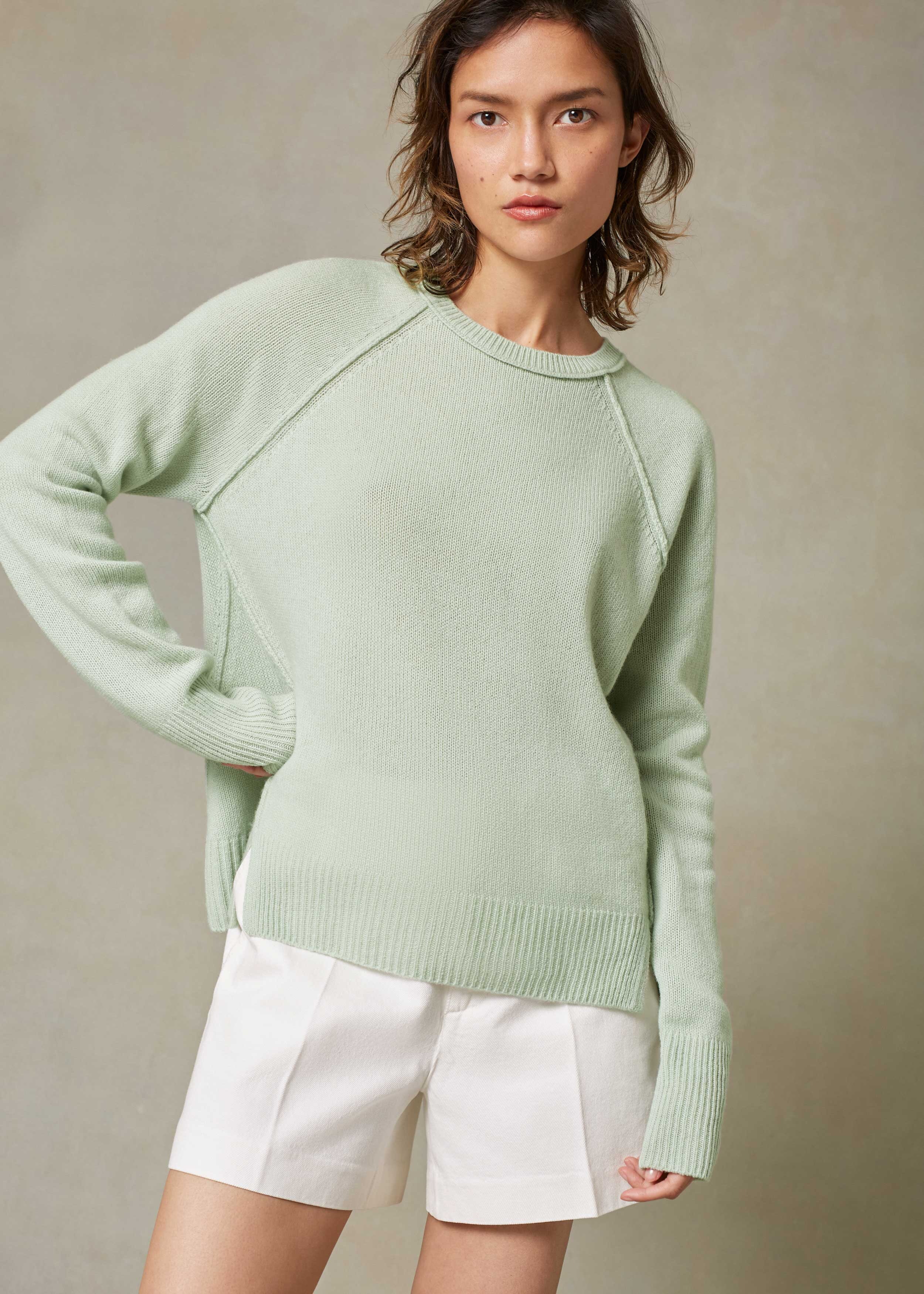 Lofty Cashmere Relaxed Jumper + Snood Light Mint