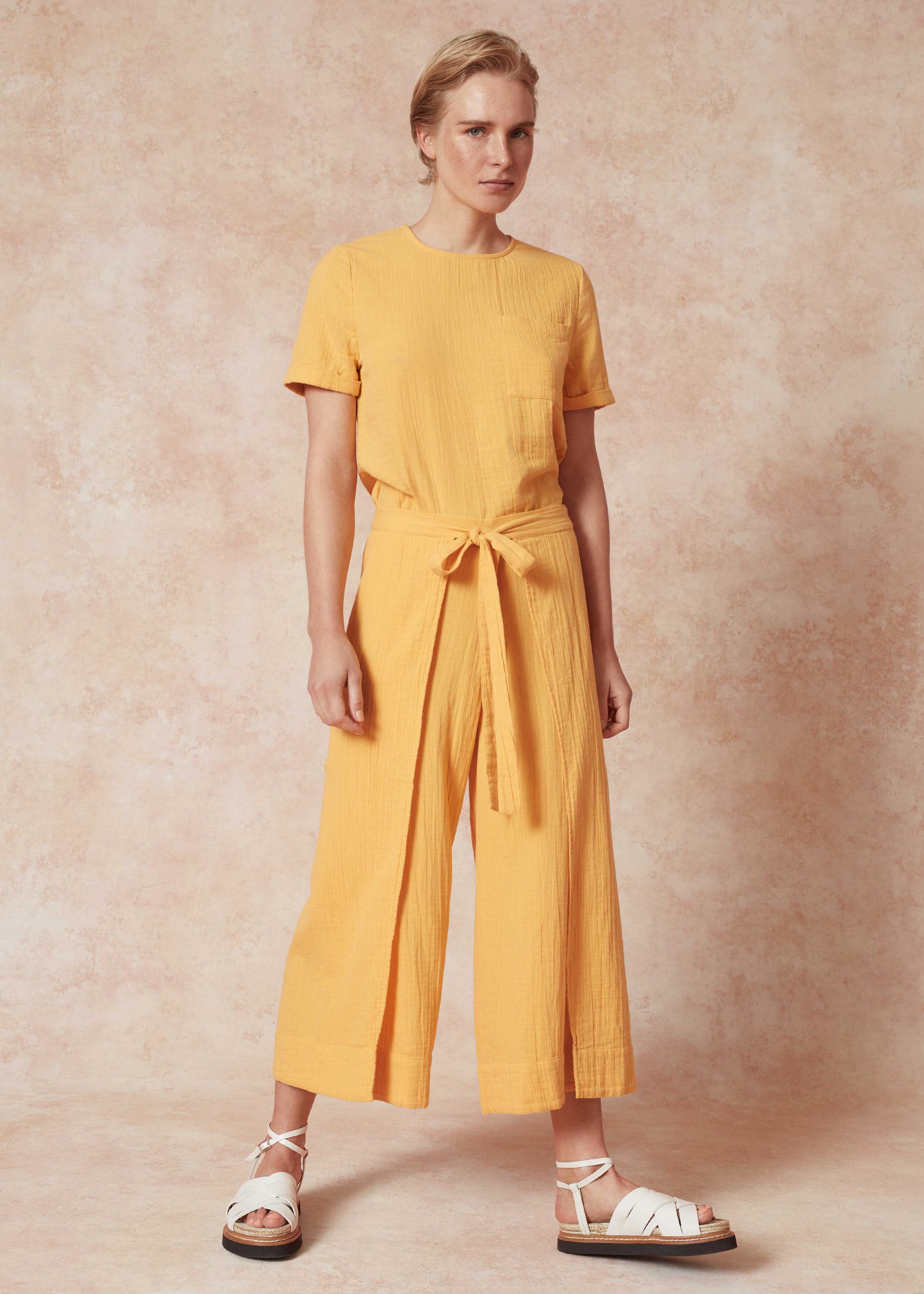 Cotton Summer Cheesecloth Tee Sunflower Yellow