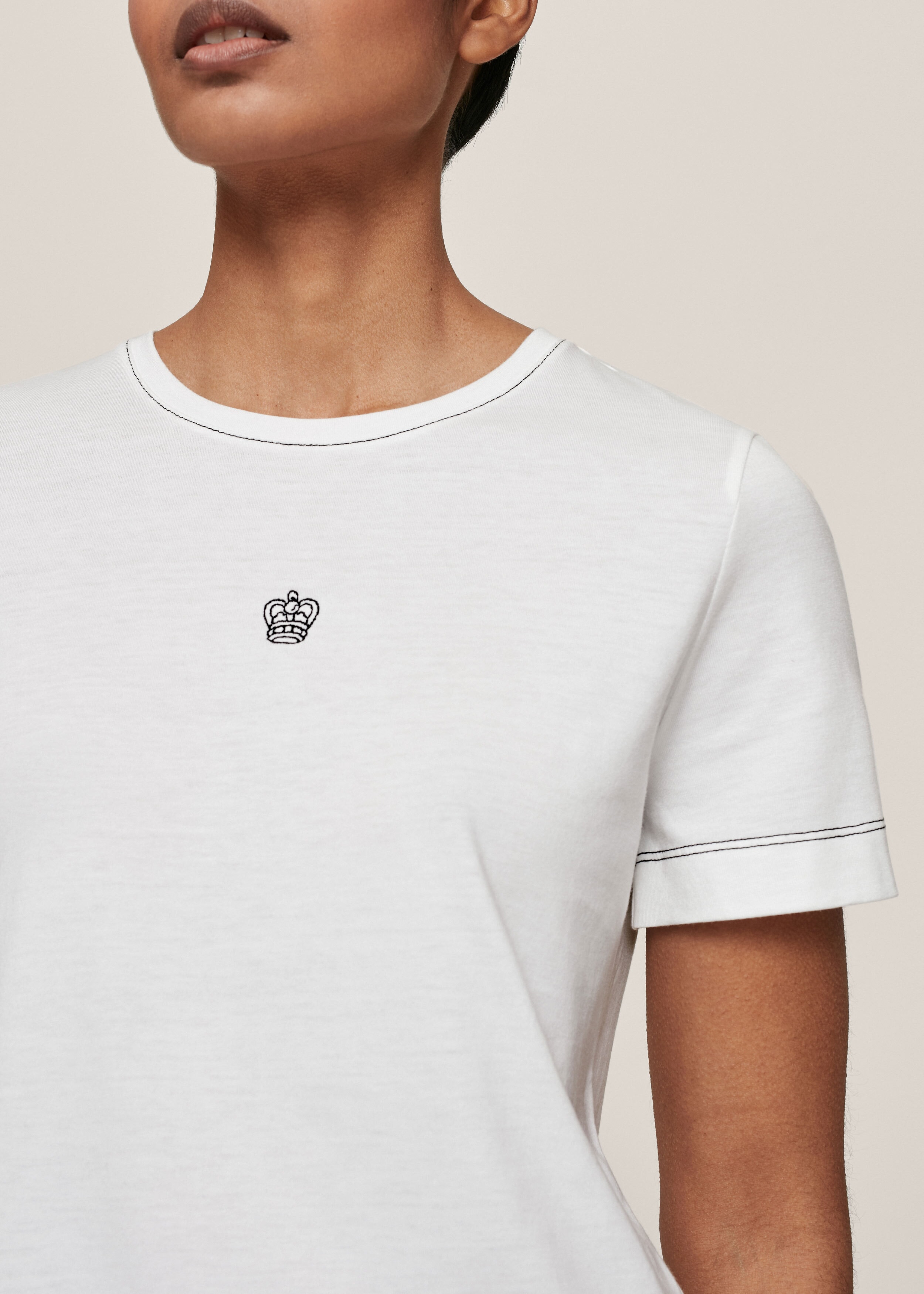 Embroidered Crown Tee Soft White