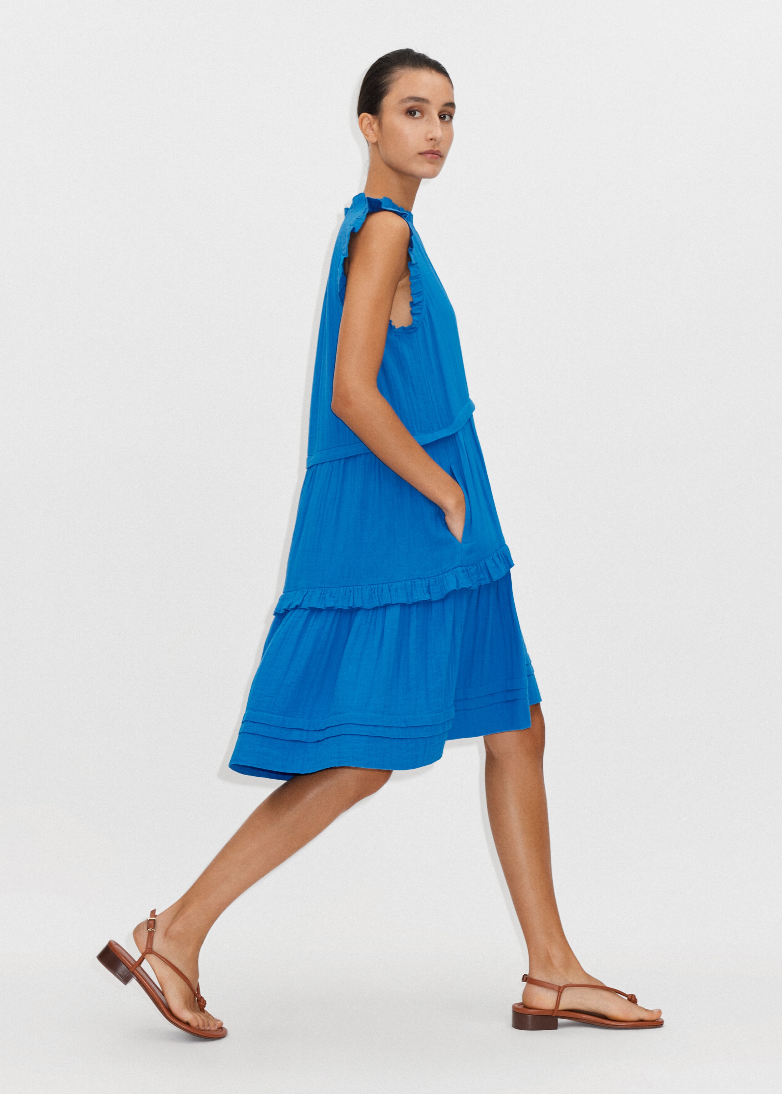 Cheesecloth Short Swing Dress Lapis Blue