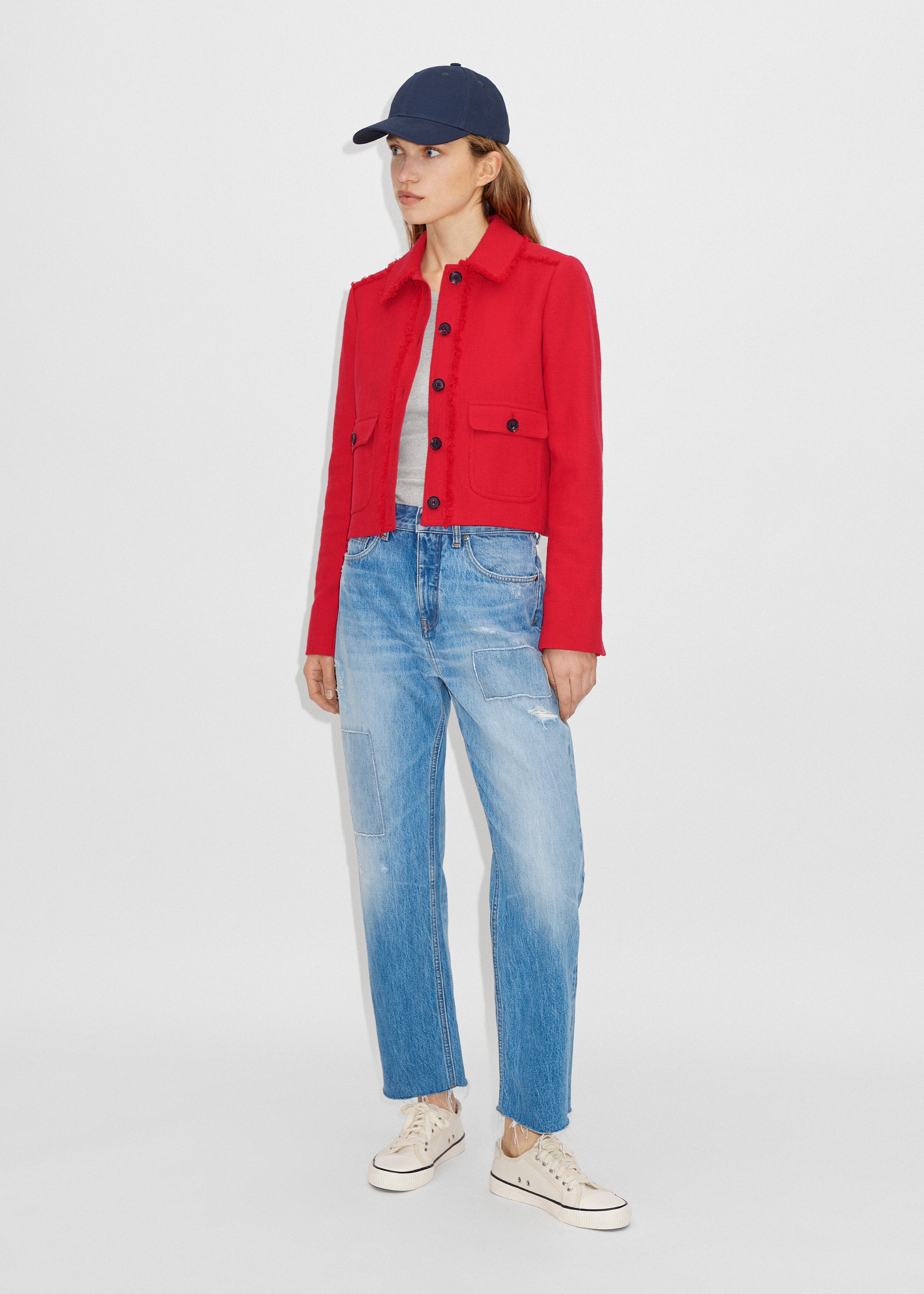 Tweed Crop Jacket Bright Red