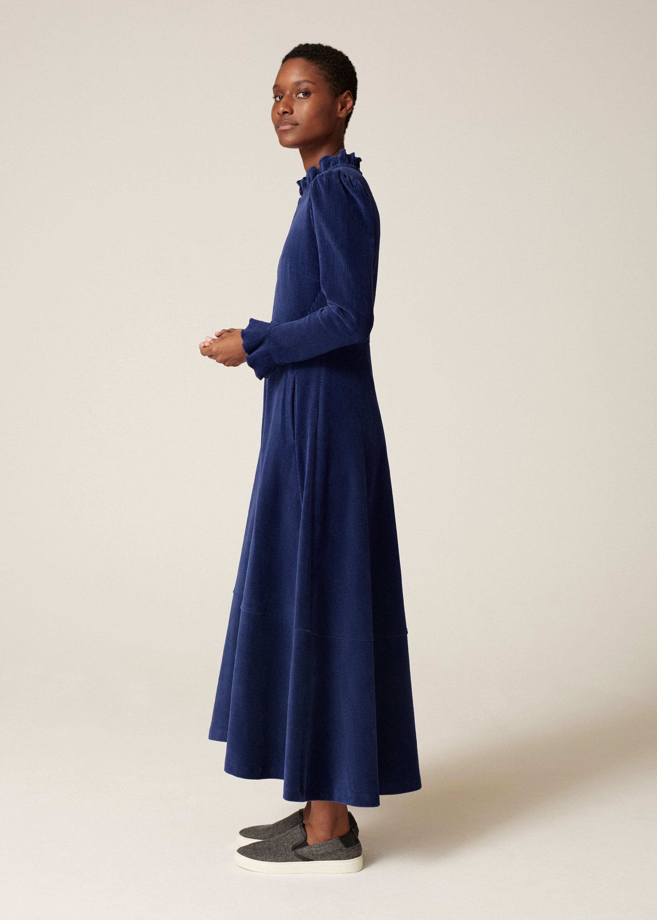 Velour Cord Maxi Dress Ultramarine