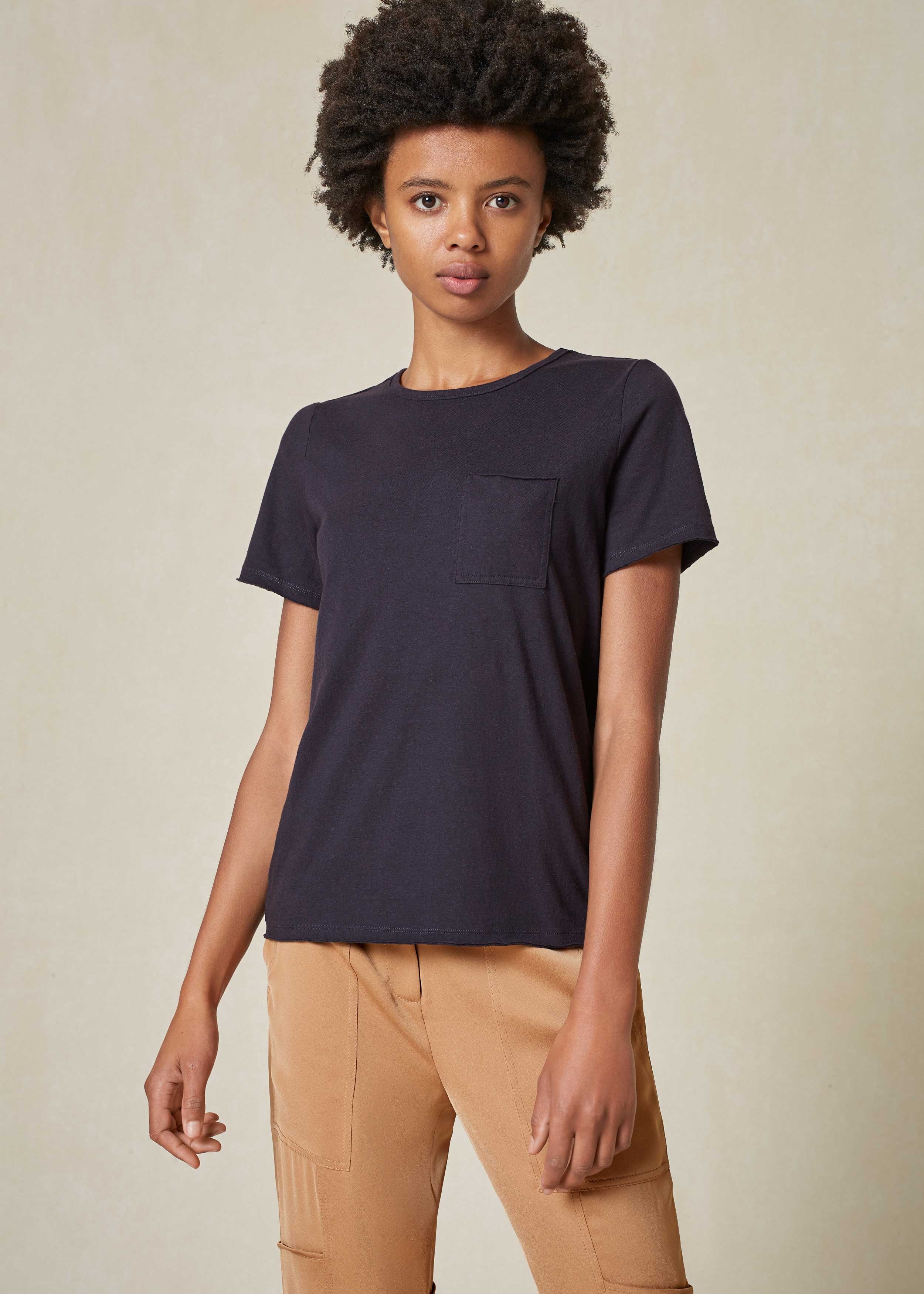Perfect Fit Raw Edge Tee Navy