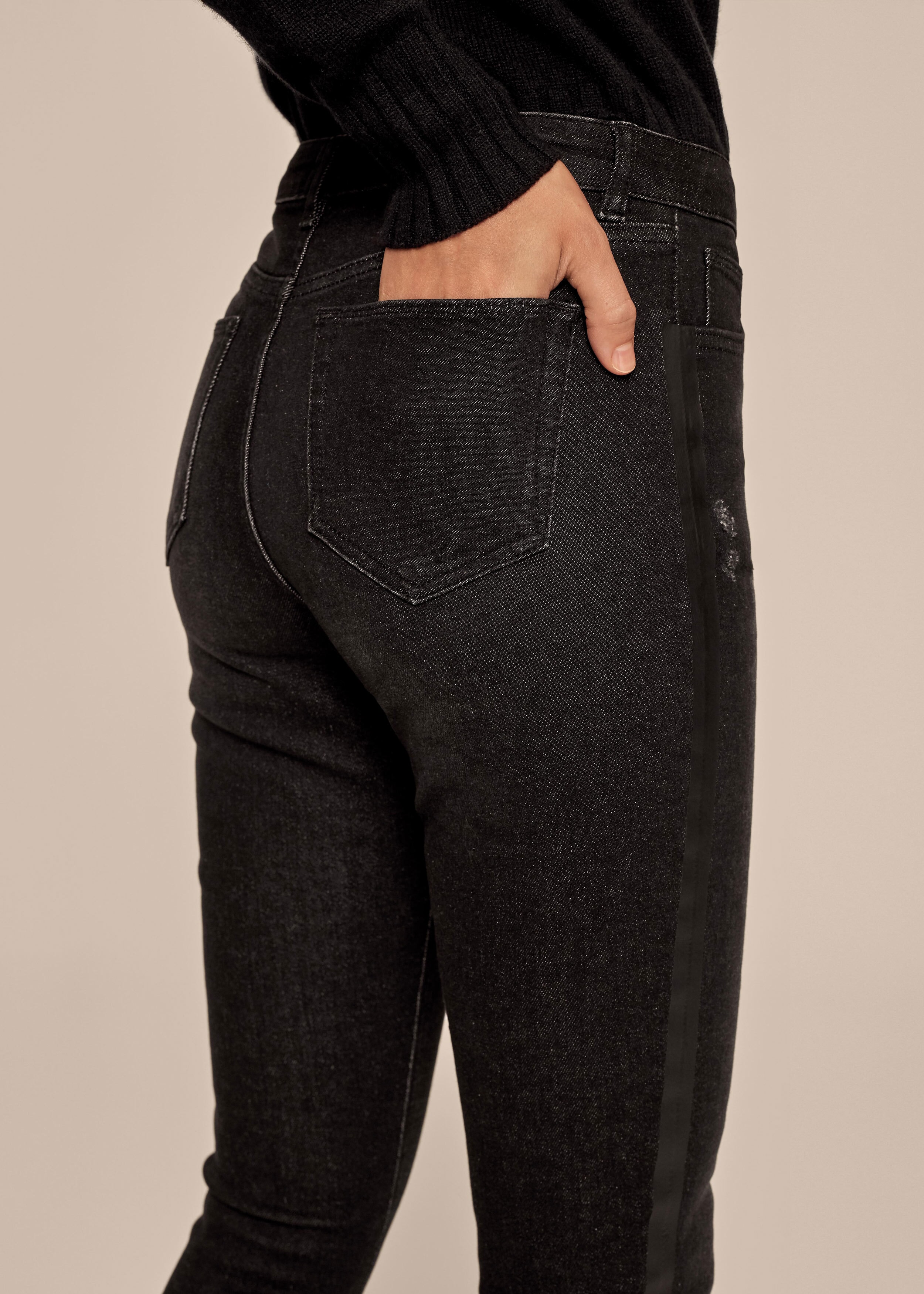 Side Stripe Skinny Jean Charcoal