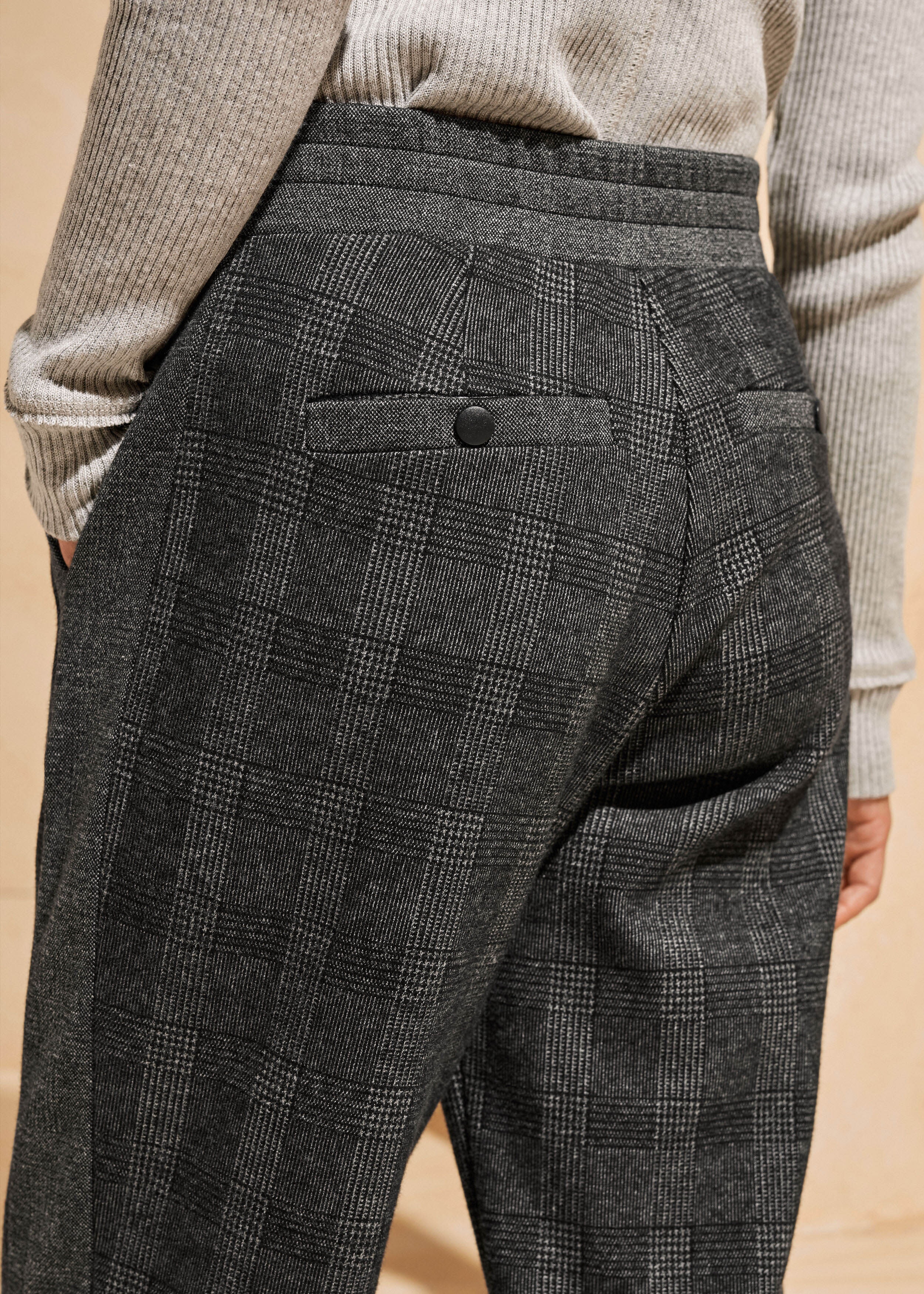 Check Tapered Trouser Charcoal