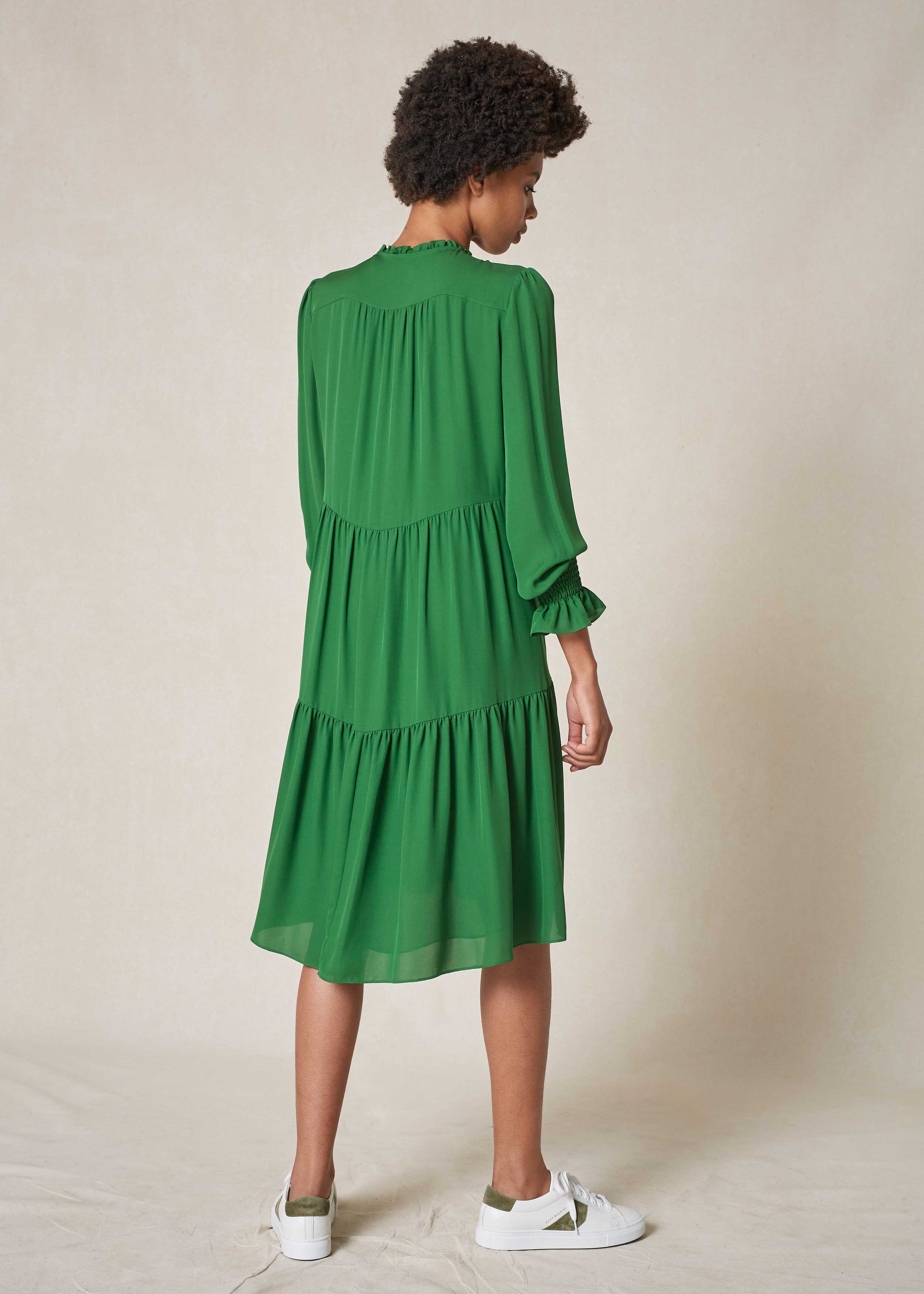 Silk Forever Swing Dress Jewel Green