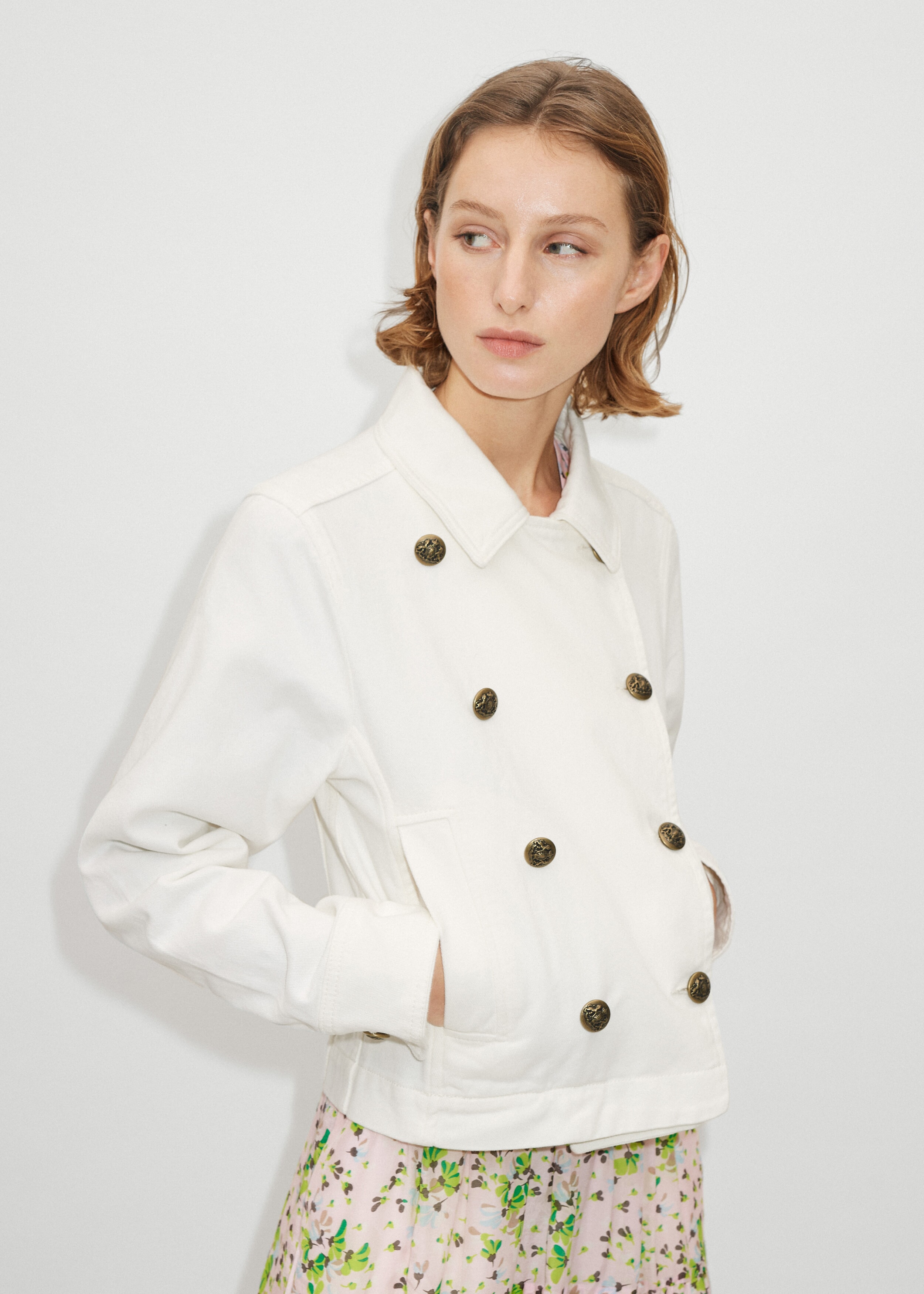 Cropped Military Jacket Off White
