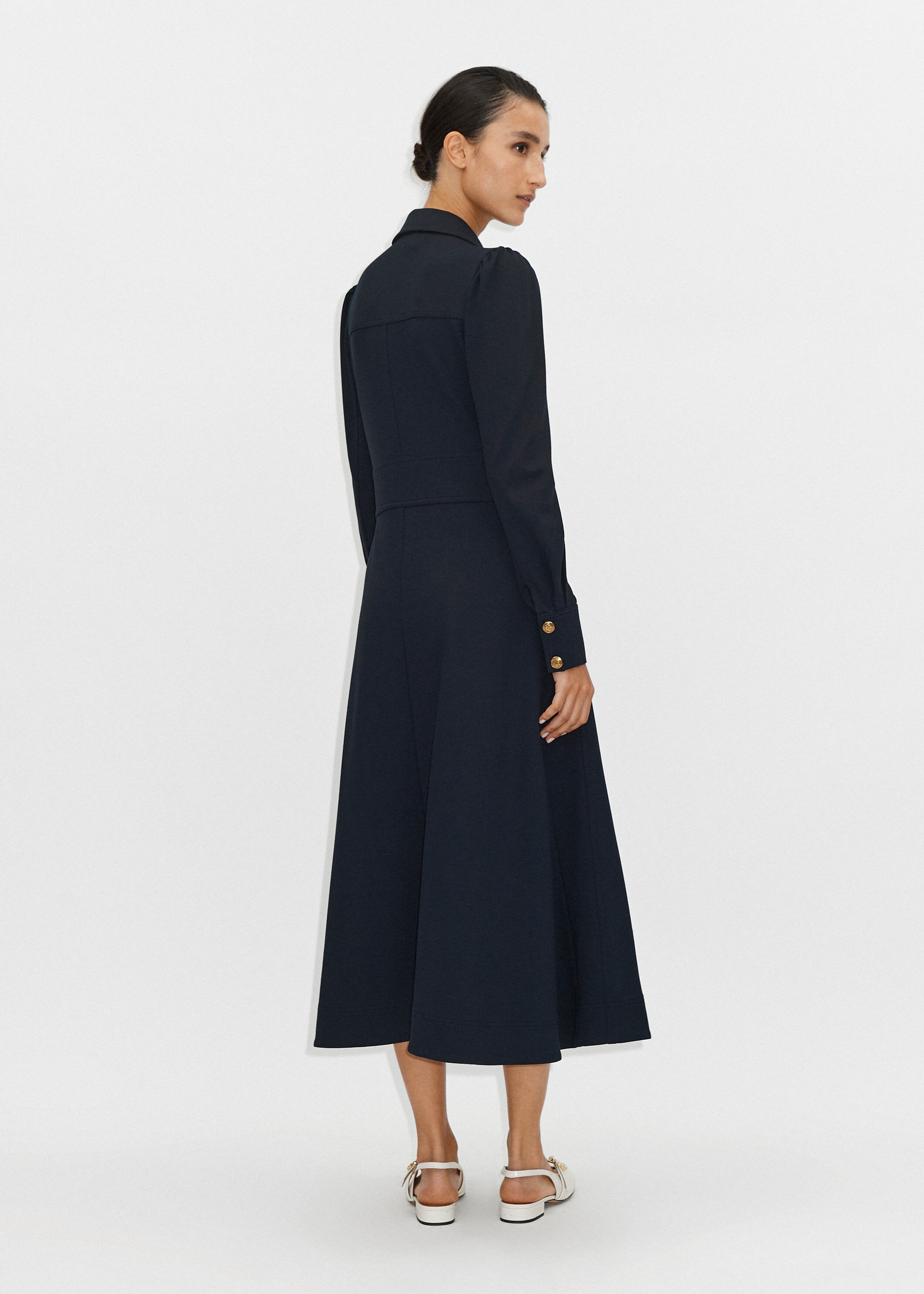 Ponte Fit + Flare Midi Dress Navy