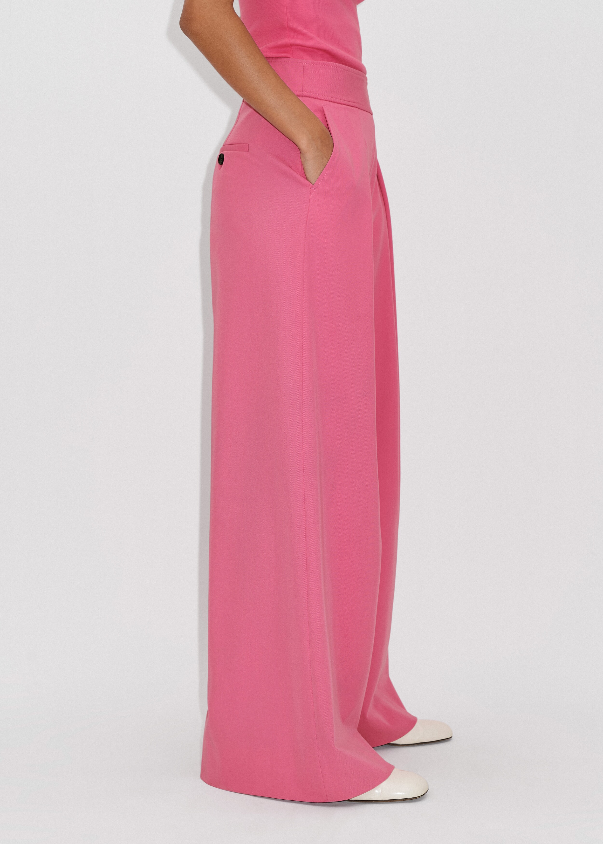 Super Wide-Leg Pleated Pant Punch Pink