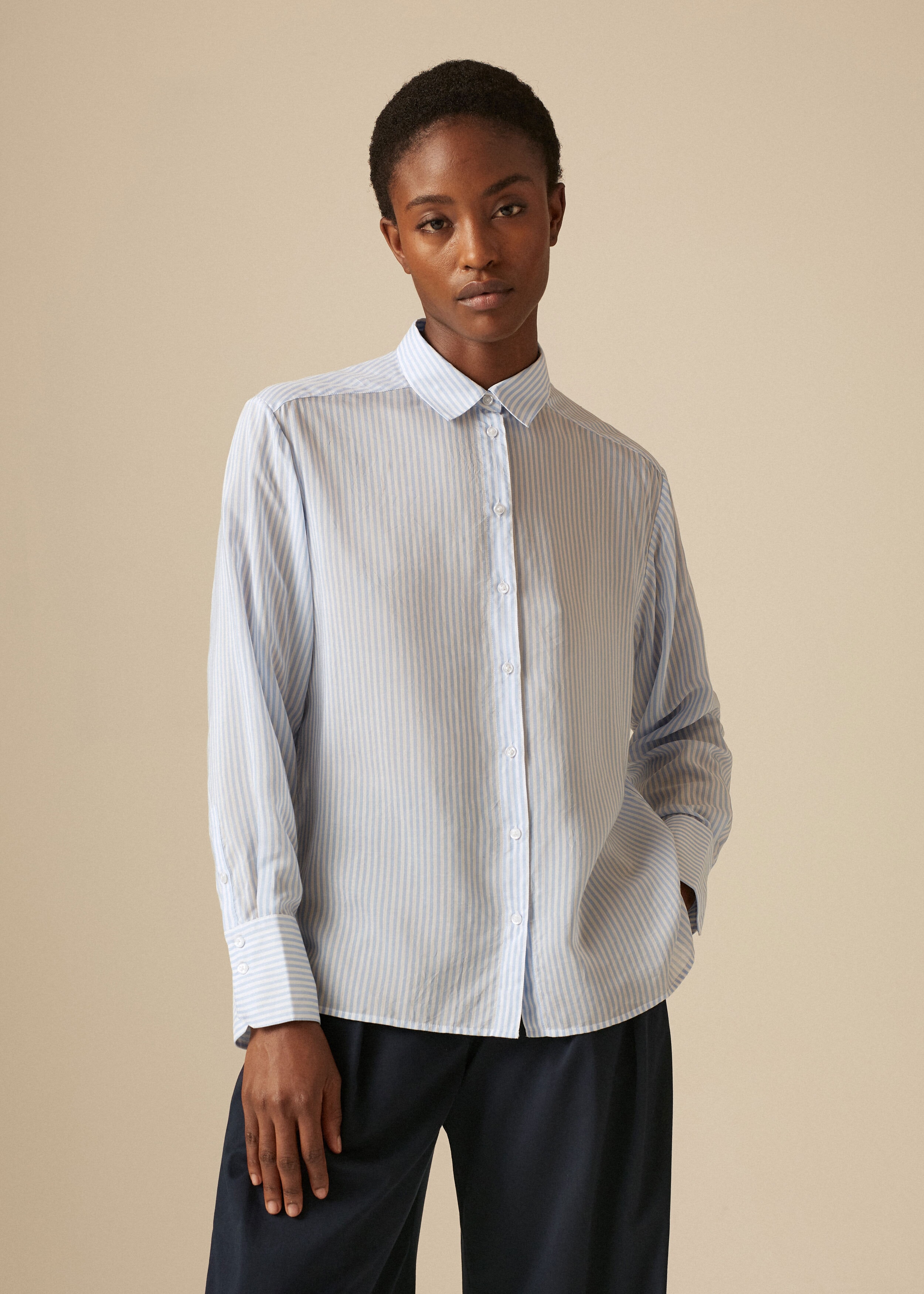 Floaty Oversized Stripe Shirt Blue/White