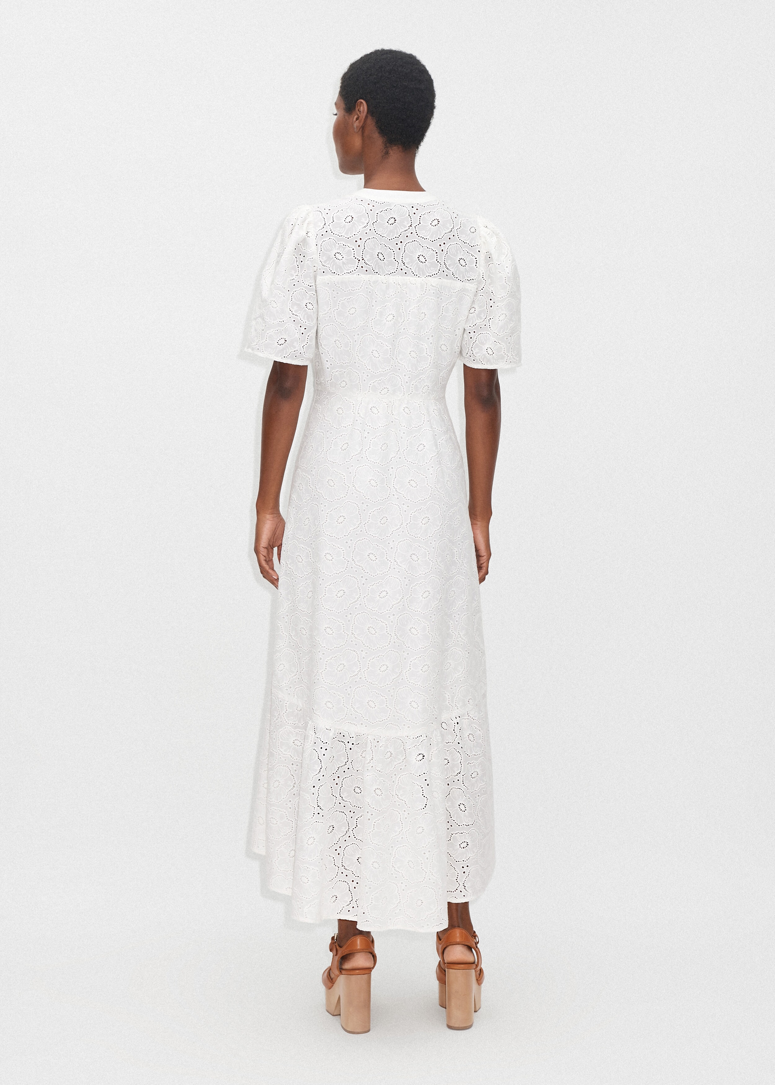 Cotton Broderie Maxi Dress Soft White