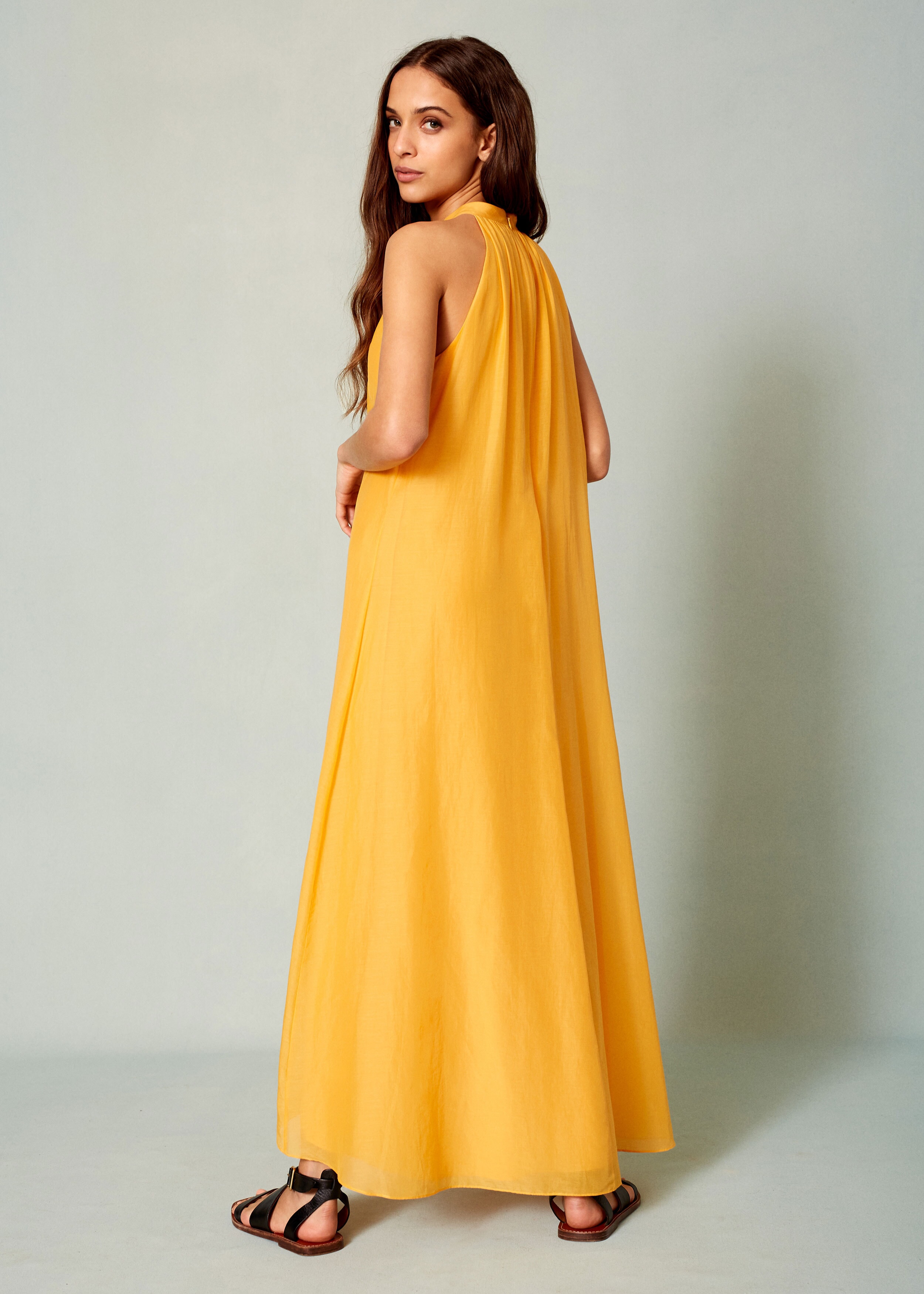 Silk mid-length dress Fendi Yellow size 44 IT in Silk - 27310103