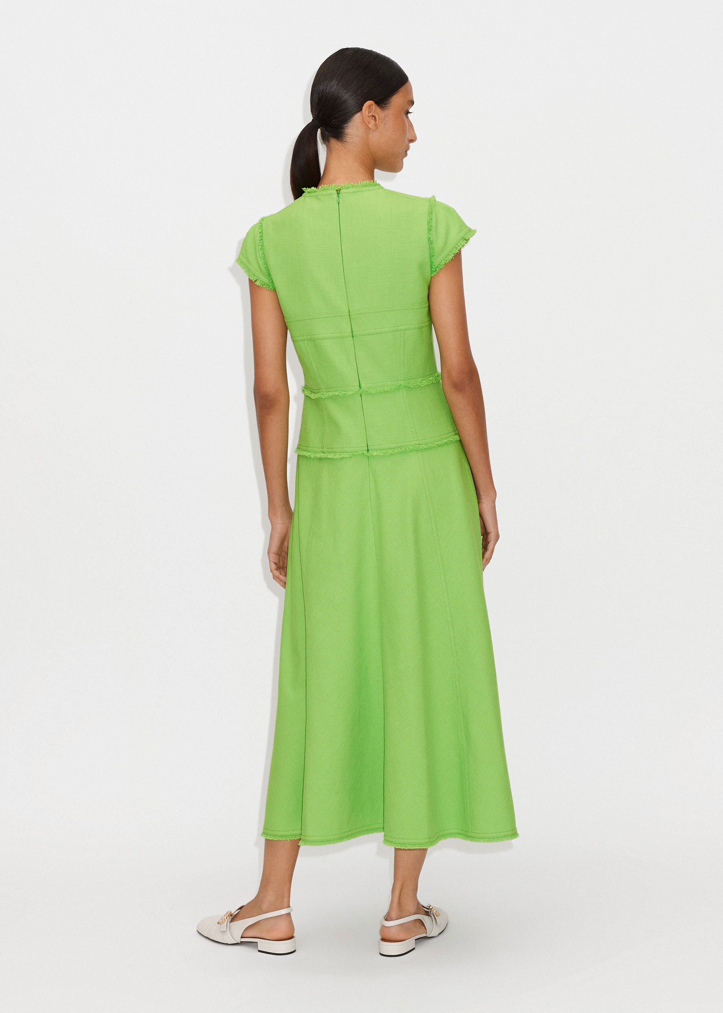 Textured Cap Sleeve Midi Dress Bright Fern