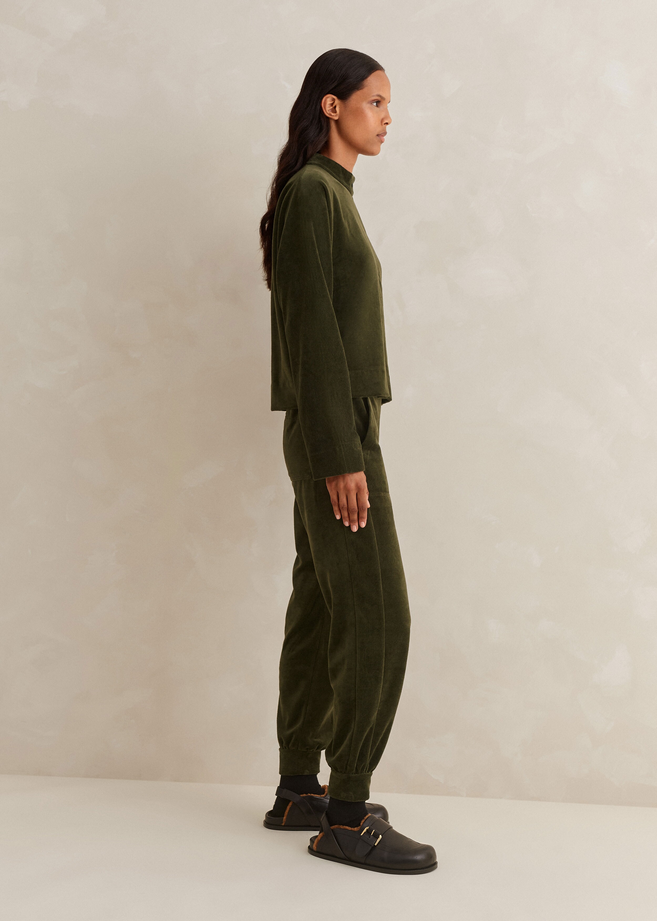 Green WOMAN jogger With Pockets Velvet Trousers 2713787