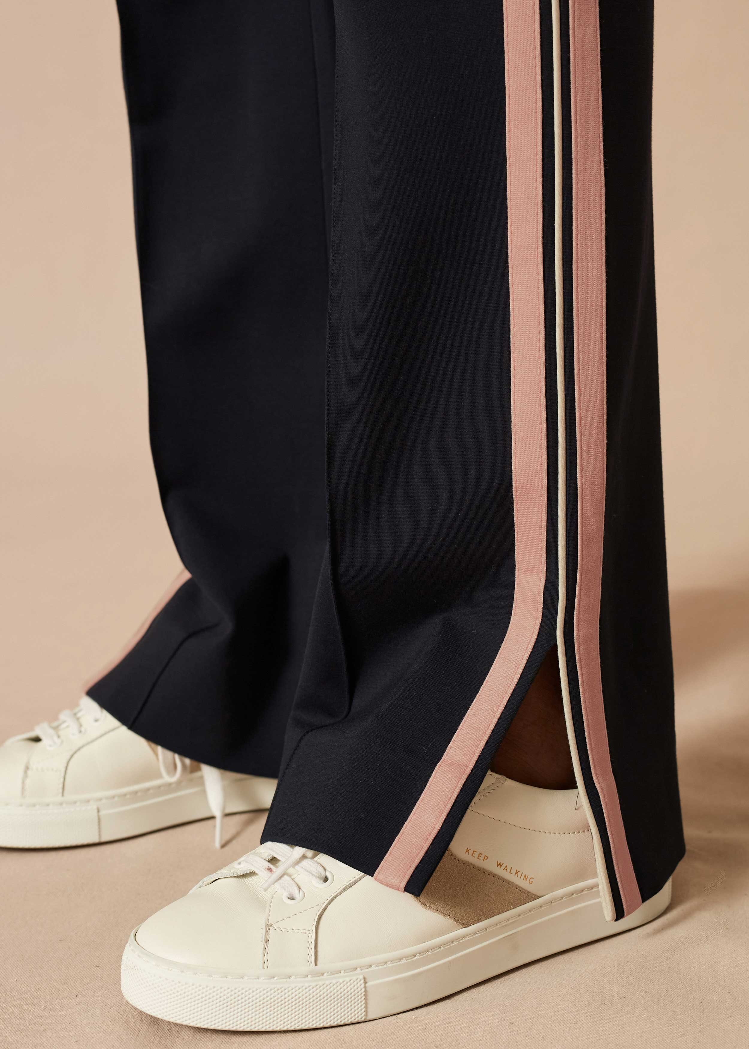 Luxe Ponte Track Pant Navy/Off White/Dusted Rose